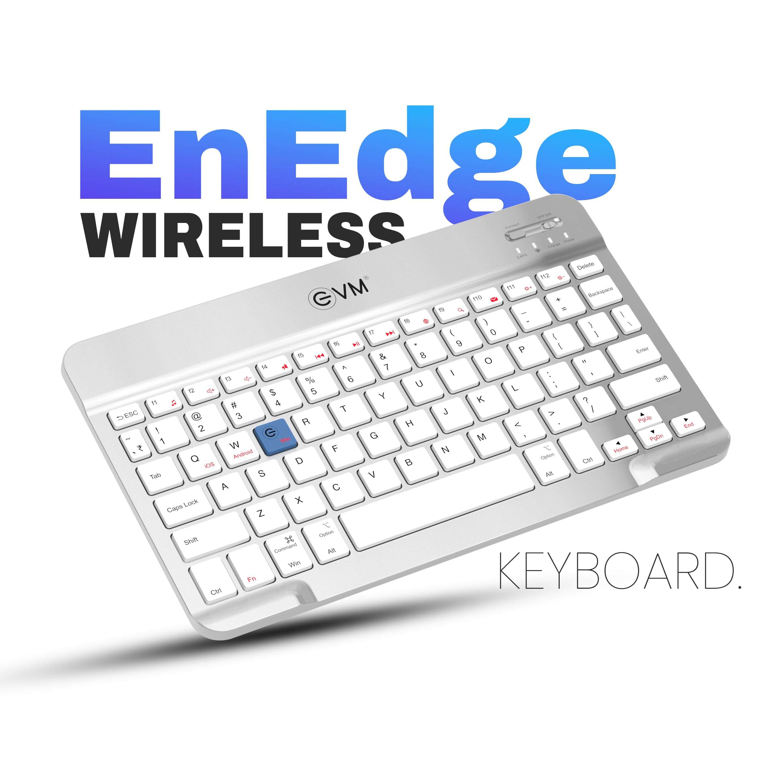 EVM EnEdge 9.7" Wireless Bluetooth Keyboard – Rechargeable, Ultra-Slim & Lightweight, Type-C Charging, Compatible with Tablets, Smartphones & Multi-Device Use 1-Year Warranty (WLKM-S) 3