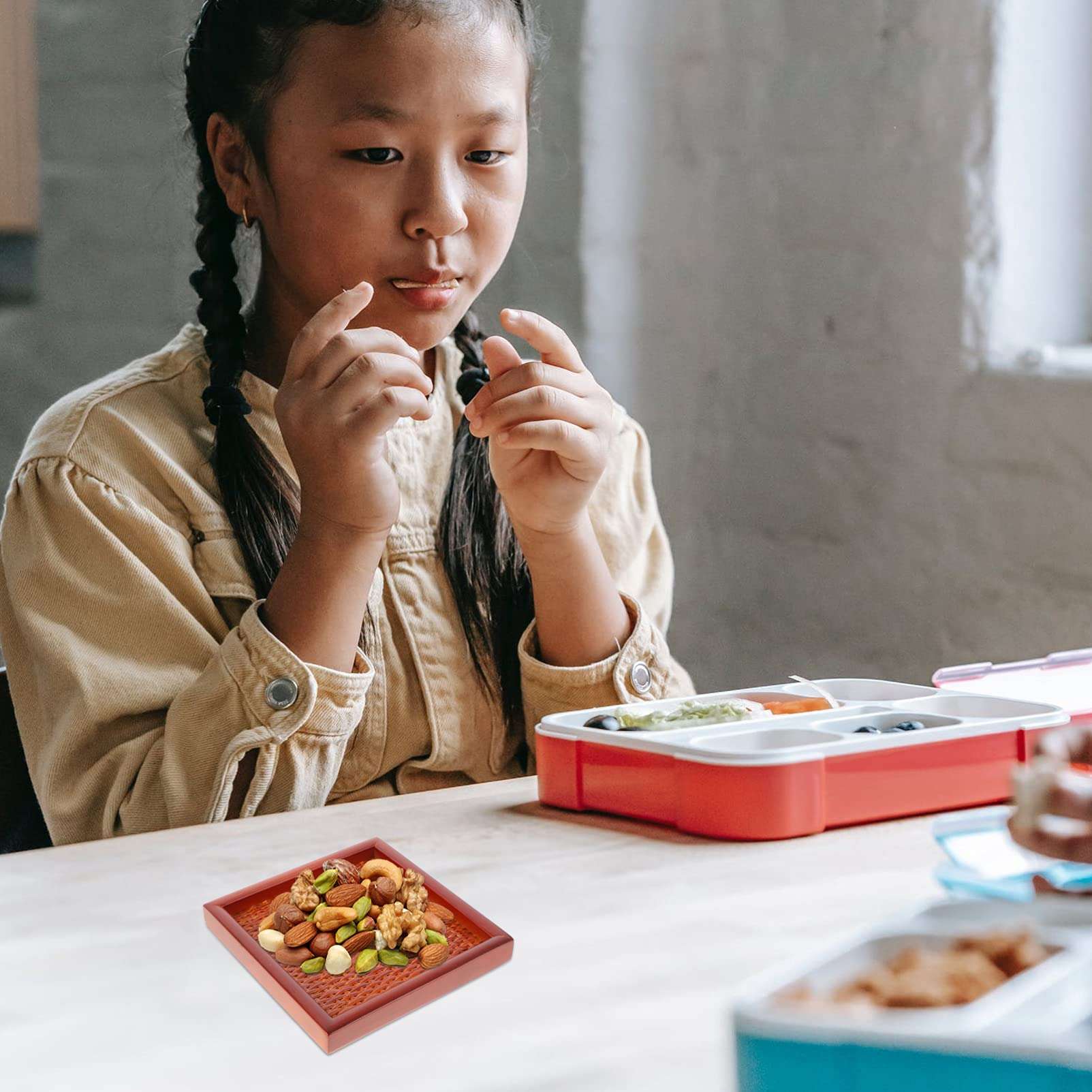 BESTonZON 1pc Xxcm Dinnerware Cuake Household Style Containers Platter Size Wooden Natural Coffee Practical Trays Woven Wood Plate Charcuterie Serving Item Party X Guest Rustic Cheese 5