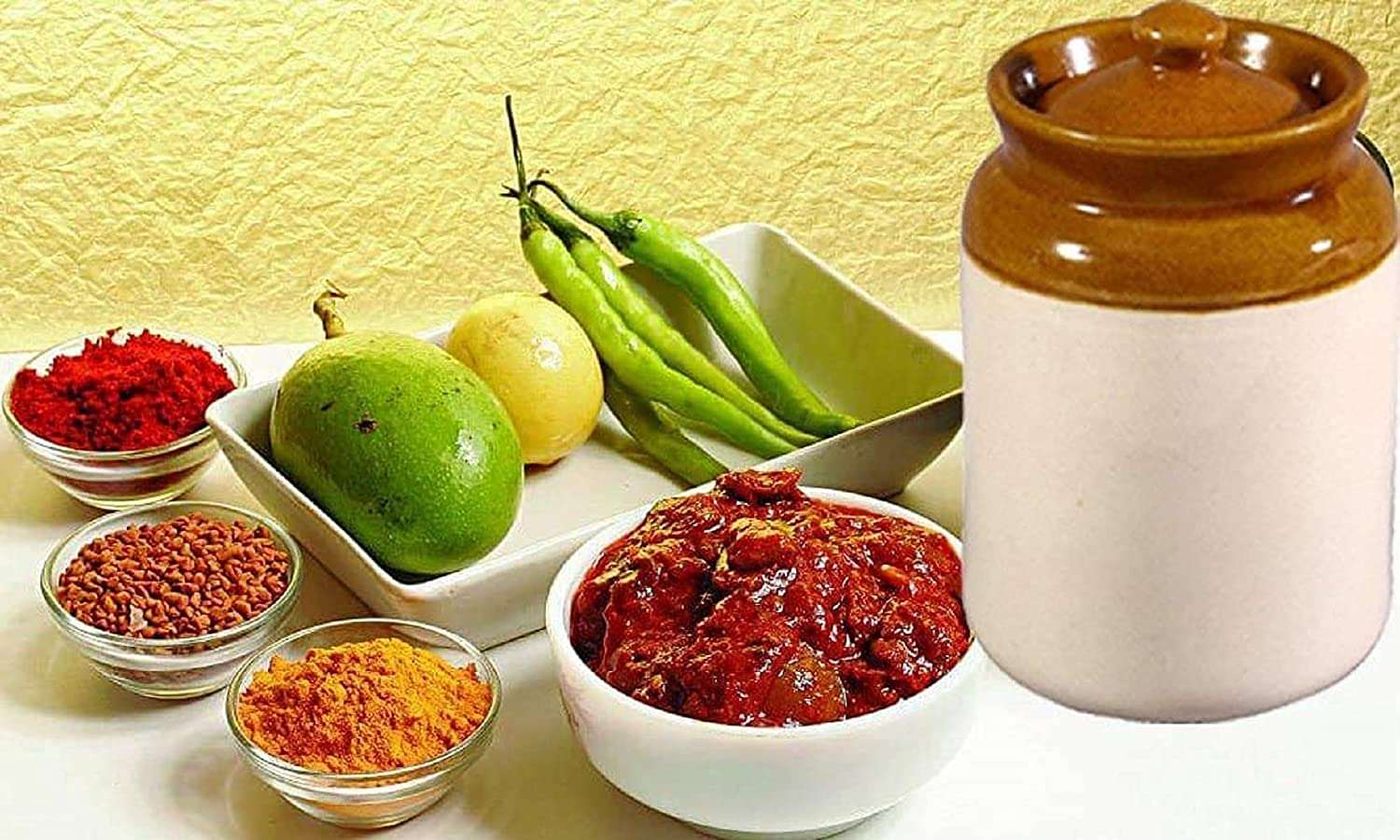 Ceramic pickle jars 2kg for Storage of kitchen items Set of 1. 5