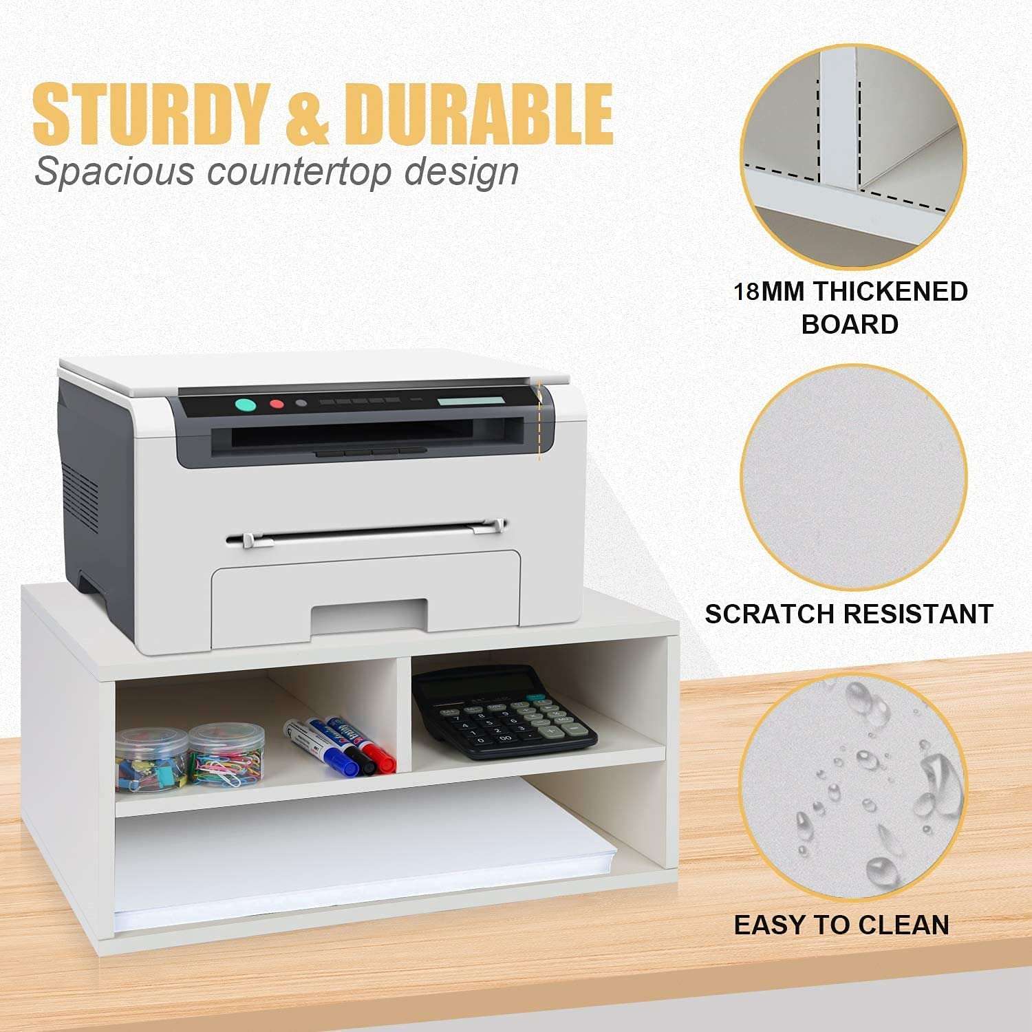 UniShop Printer Stand Printer, Computer, TV, Laptop Desk Organiser Perfect for Office/Home Desk (White) 2