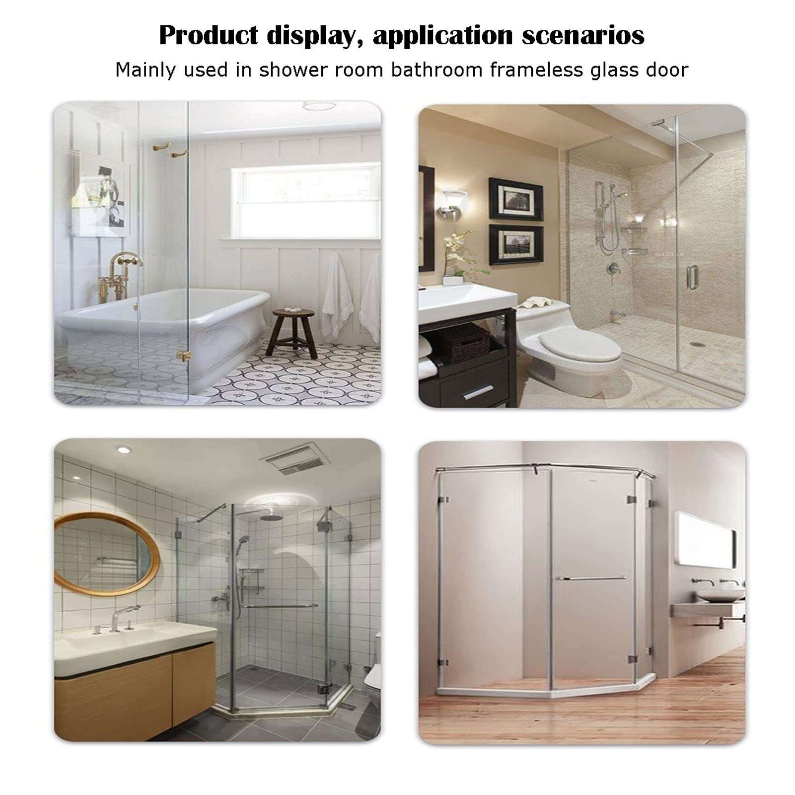 Glass Door Hinge,Bathroom door Hinge,Bathroom Clamp Clip,Heavy Duty 360 Degree Glass Door Cabinet Display Cabinet Clip Frameless Glass Shower Door Hinge Replacement Parts, 304 Stainless Steel Polished 6