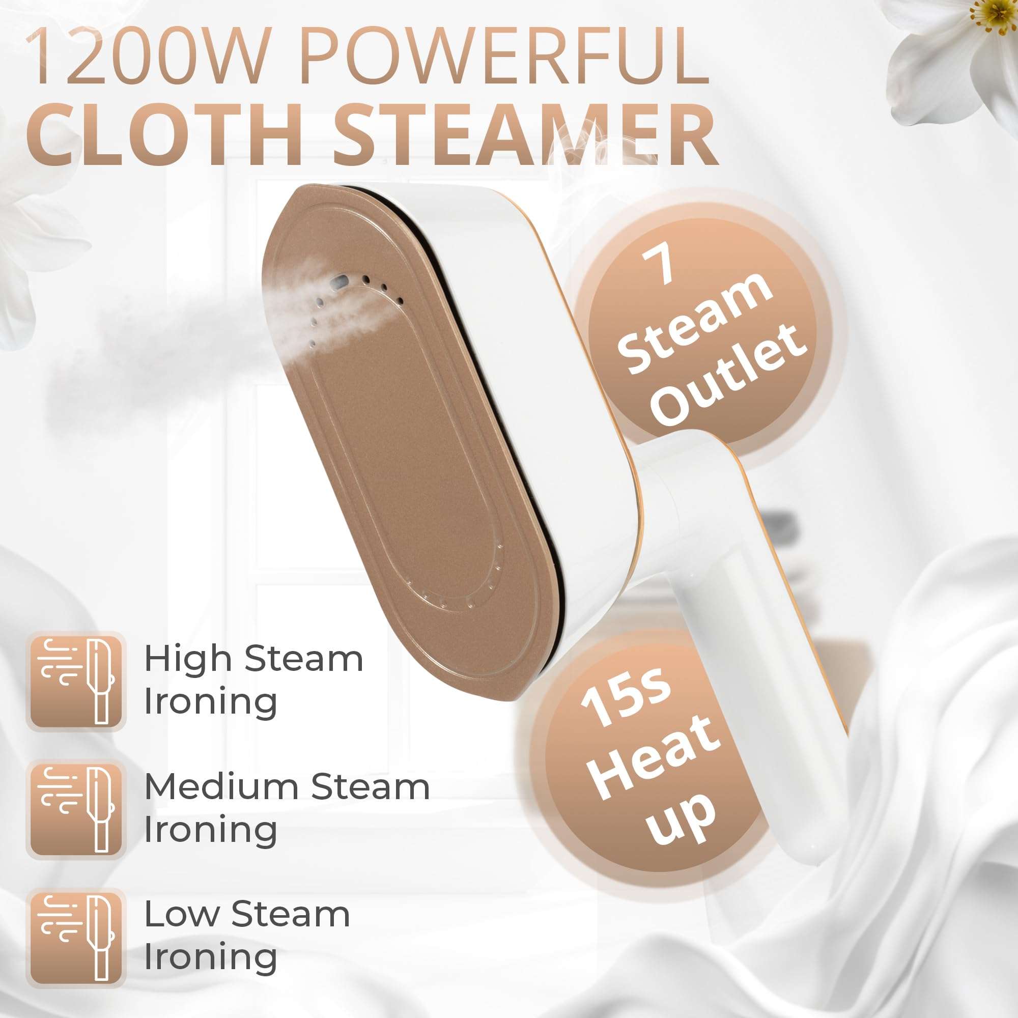 Mr Wrinkle Portable Mini Travel Steamer with LCD Screen Display - 1200W Powerful Handheld Clothing Iron for Travel, Home, Dorm 3