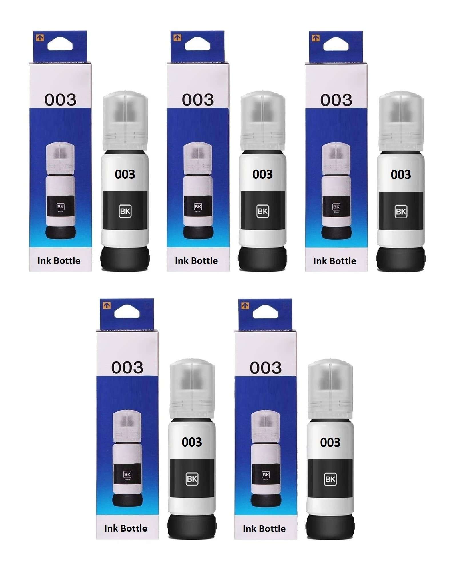 REALCART Ink Cartridge 003 Ink Compatible Printer for L3110, L3115, L3116, L3156, L1110, L3100, L3101, L5190, L3150, L3151, L3152 Ink Bottle (Pack of 5, Black) 1