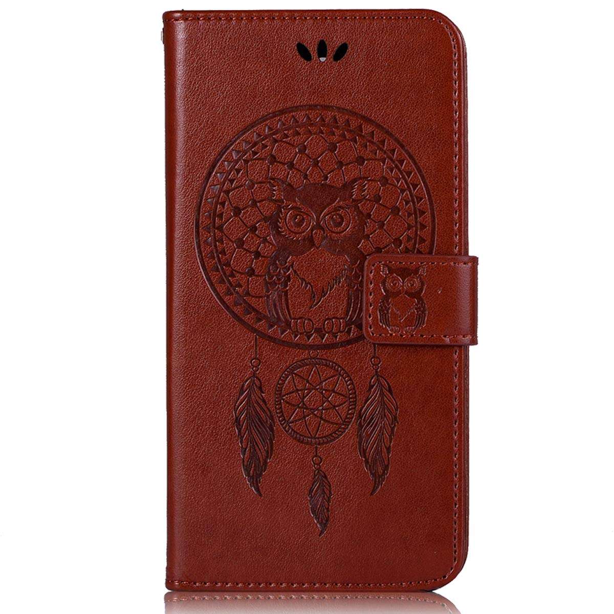 sidande for LG K40 Case, for LG K12 Plus Case, for LG X4 2019 Case, [Wrist Strap] Luxury PU Leather Wallet Flip Protective Phone Case Cover with Card Slots and Stand for LG K40 Phone (Brown) 2