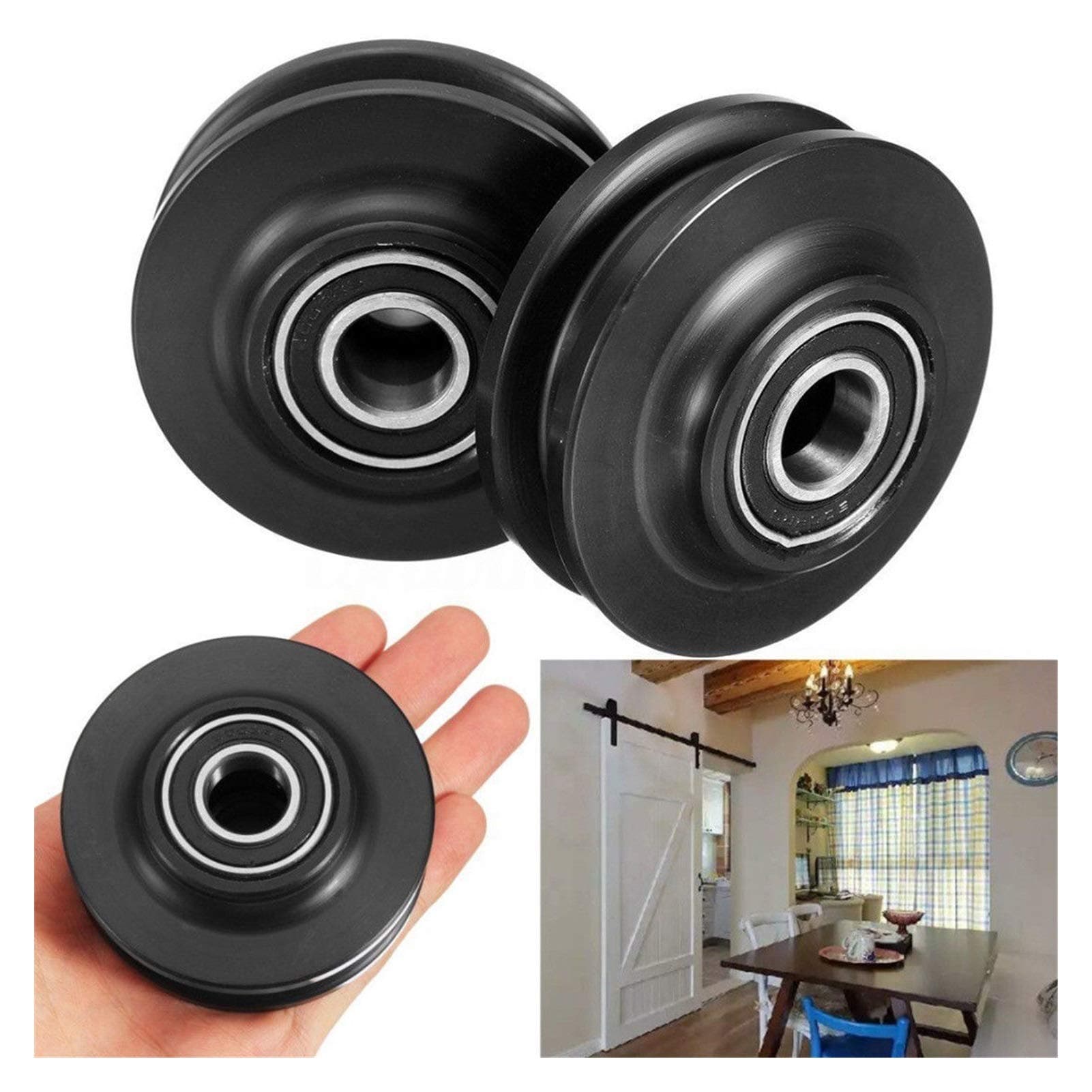 Door roller pulley 2PCS/lot Bathroom double bearing barn door pulley American sliding door pulley cabinet window pulley Door Runner Sliding Shower Door hardware replacement parts Door hardware replace 4