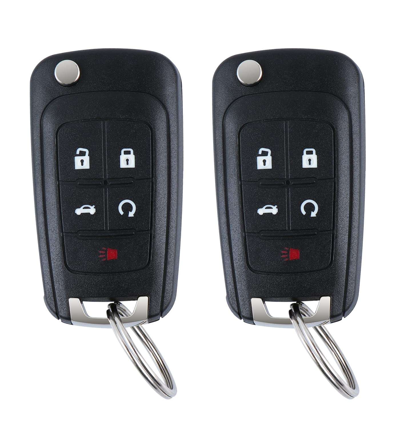 Replacement Flip Remote Fob fit for 2010-2019 Chevy Equinox,2011-2016 Cruze Malibu Camaro Trax /Buick Lacrosse Regal Verano Trunk Car Keyless Entry Uncut Key Fob (FCCID: OHT01060512) Pack of 2