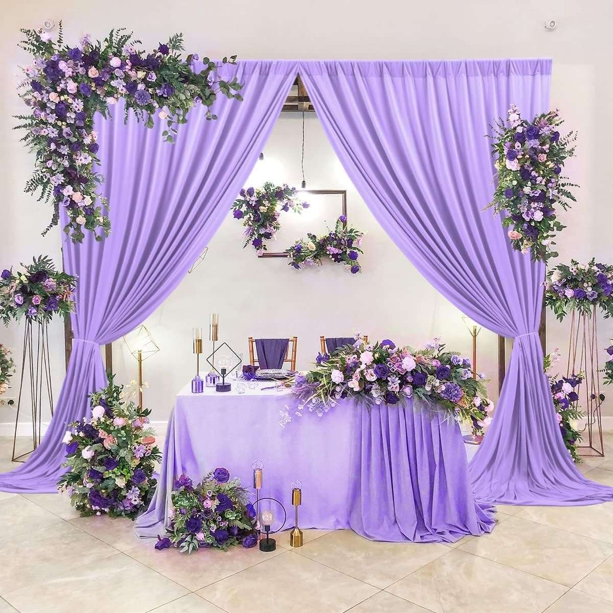 AK TRADING CO. 10 feet x 8 feet IFR Polyester Backdrop Drapes Curtains Panels with Rod Pockets - Wedding Ceremony Party Home Window Decorations - Lavender 5