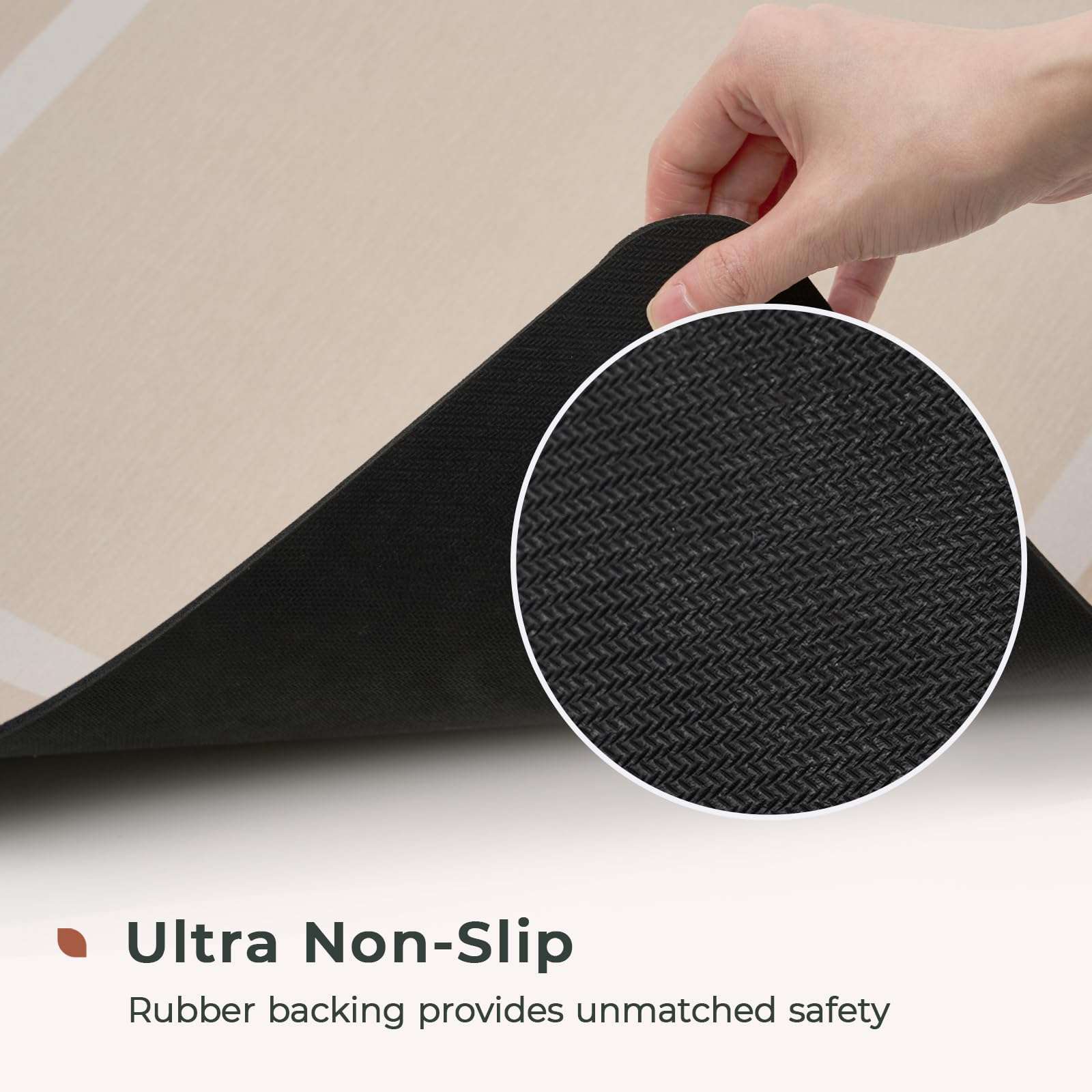 FRESHMINT Classic Border Rubber Bath Mat 24”x17”, Water Absorbent Bath Mat for Bathroom Floor, Non Slip Shower Mat Washable, Ultra Soft Microfiber Bathroom Mat Room Accessories, Beige 4