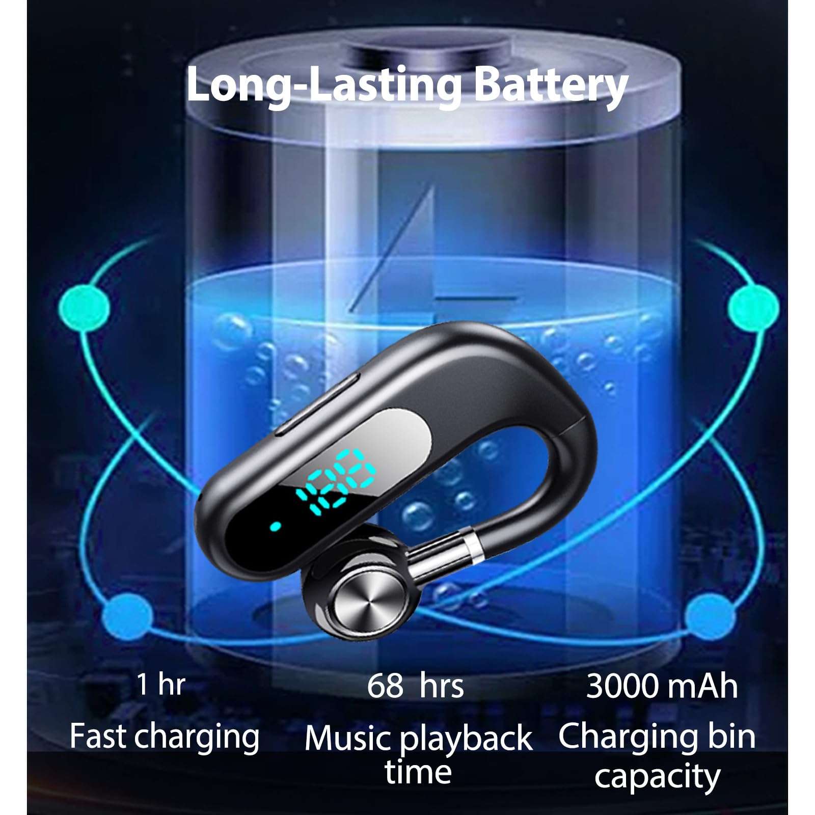 Open Ear Earbuds Single Bluetooth Headphones with Earhooks Over The Ear Bone Conduction Earbuds with Hook for Work Bone Conduction Head Set Bone Conduction Hook Earphone Induction Earphones 4