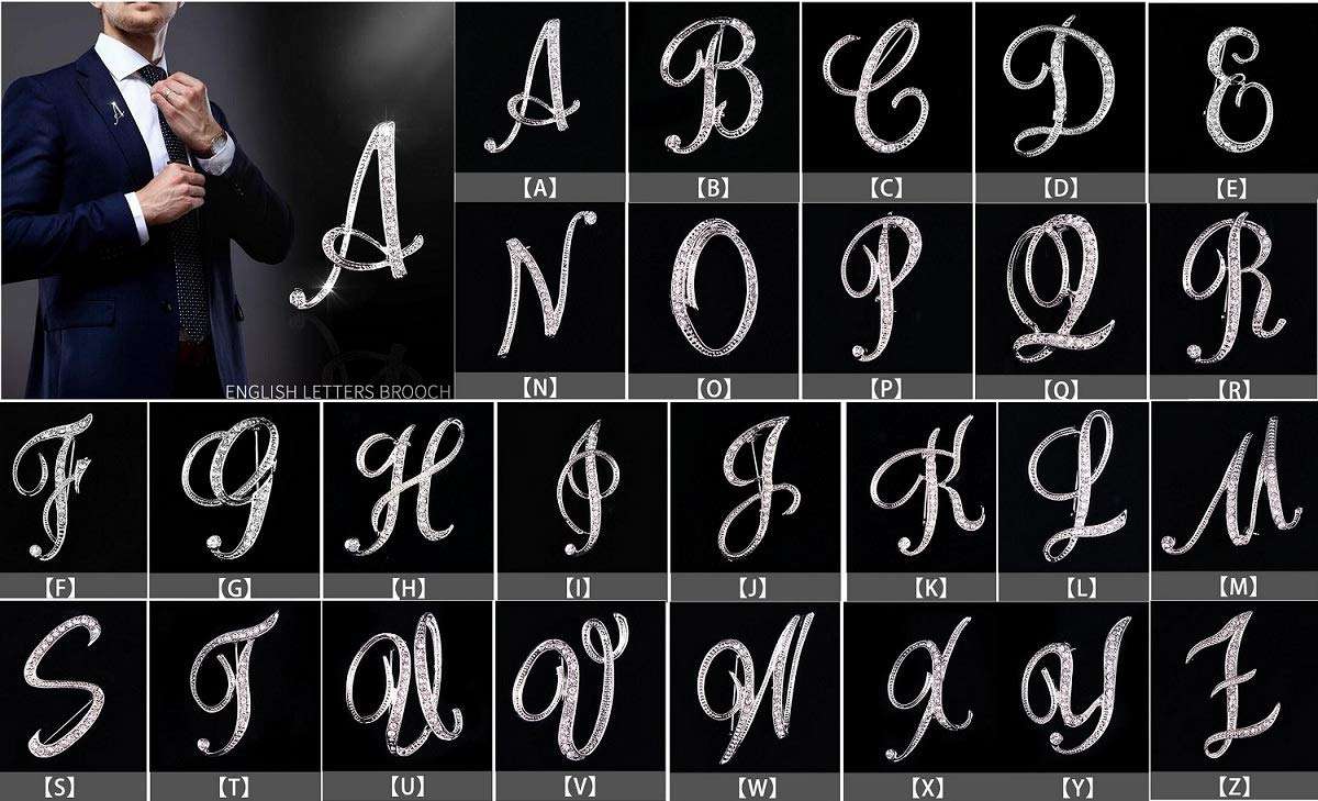 LiaSun 26 Letters Brooches Silver Plated Metal Broaches Pins-Clear Crystal Initial Breastpin (1pcs-A) 4