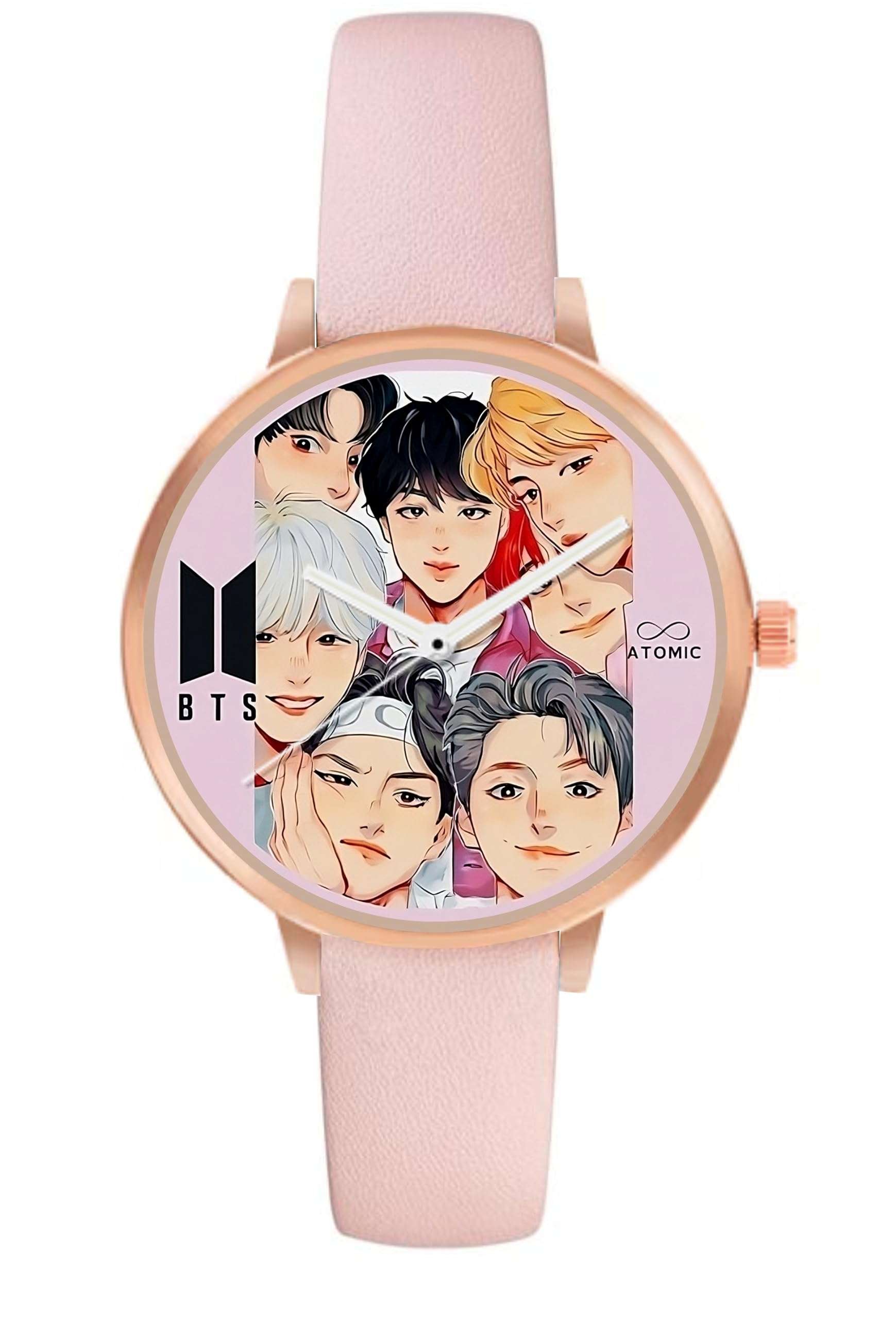 Atomic BTS Rosegold Analog Watches (Pack of 3) - for Girls Classy, Stylish, Elegant Trending BTS Pink & Blue Srap Watch for Girls 3