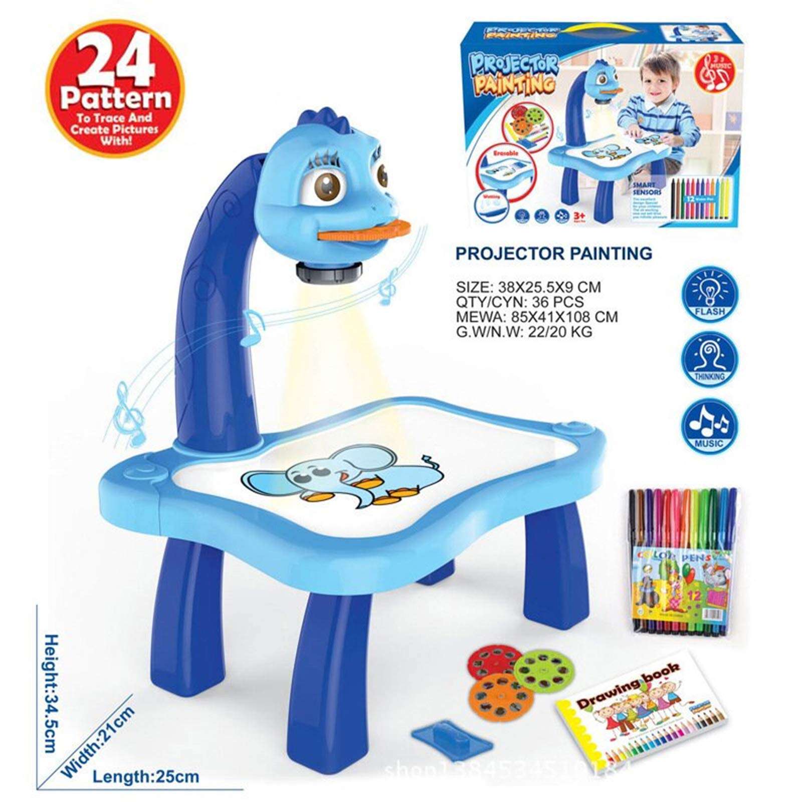YWILLINK Kids Drawing Projector Table, Projecting Images to Help Kids Trace and Draw, Child Learning Painting Desk with Smart Projector with Light Music, ducational Toys for Boys and Girls 2