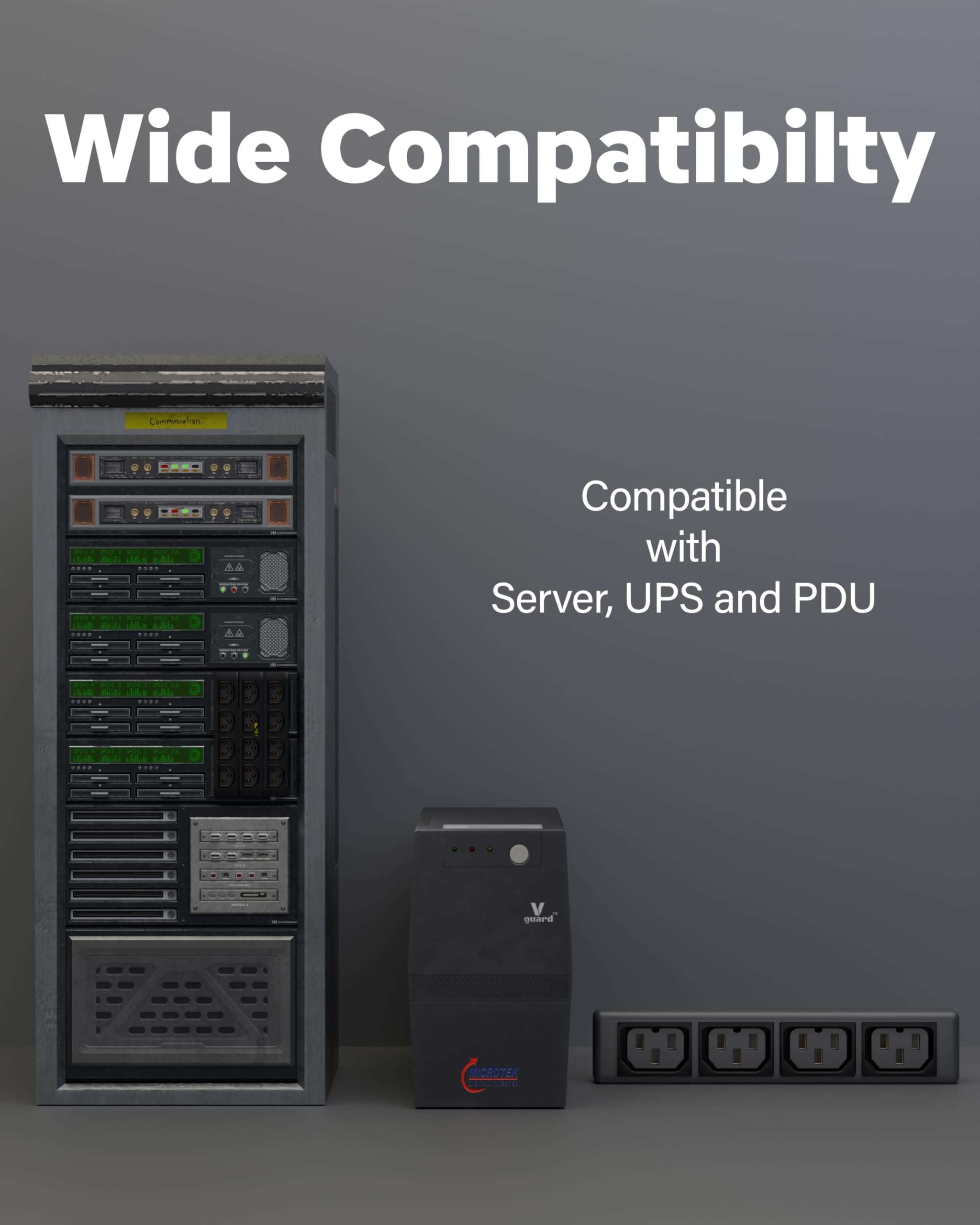 FEDUS AC Power Cord 3 Prong C14 Male to C19 Female 4.9Ft 250V 16A Heavy Duty PDU Power Extension Cable for Computer Printer Monitor Servers/Routers/Network Switches/Blade Server Enclosures/Data Rack 3