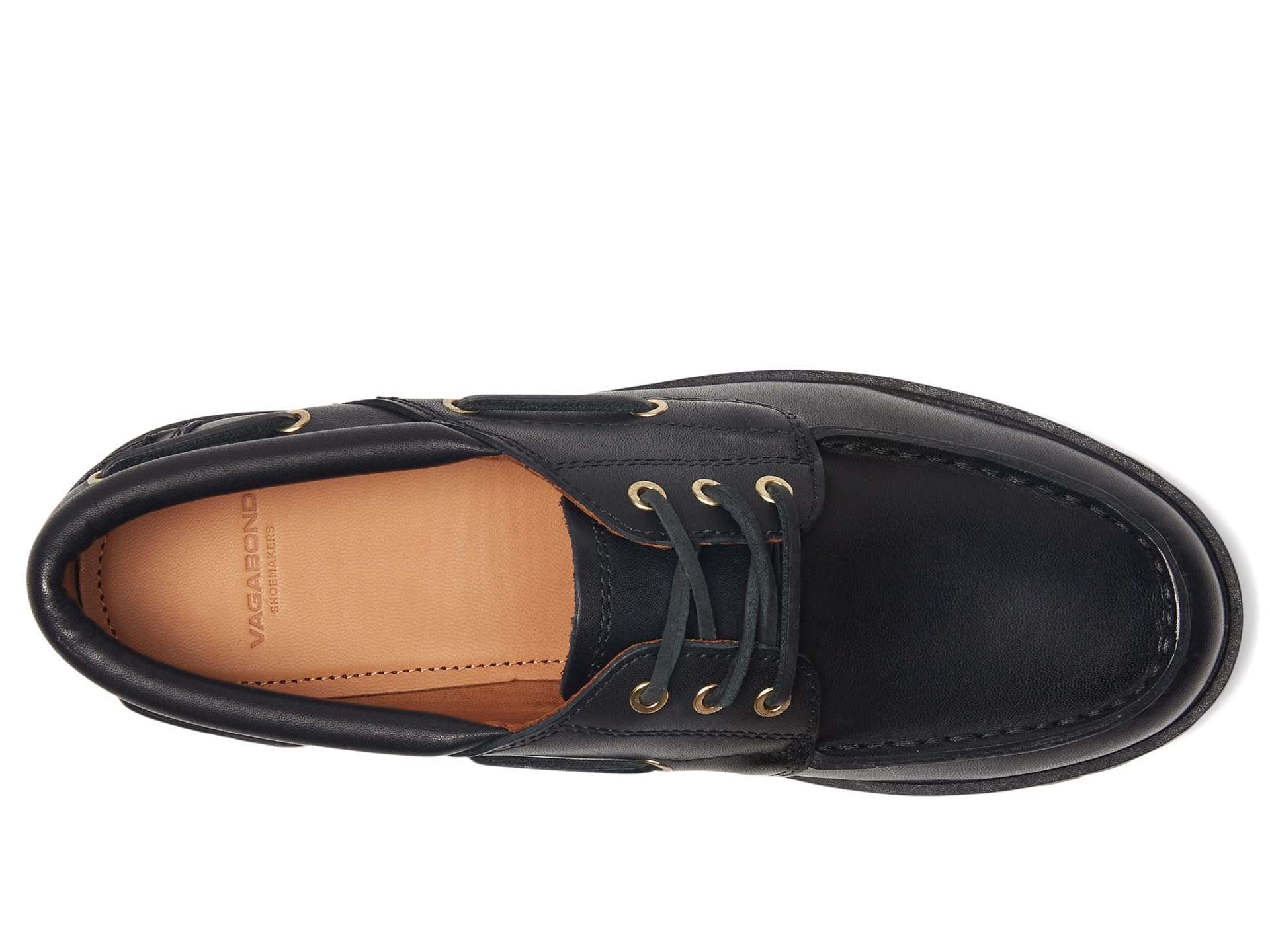 Vagaband Shoemakers Women's Joslyn Leather Boat Shoes, Black, 6 3