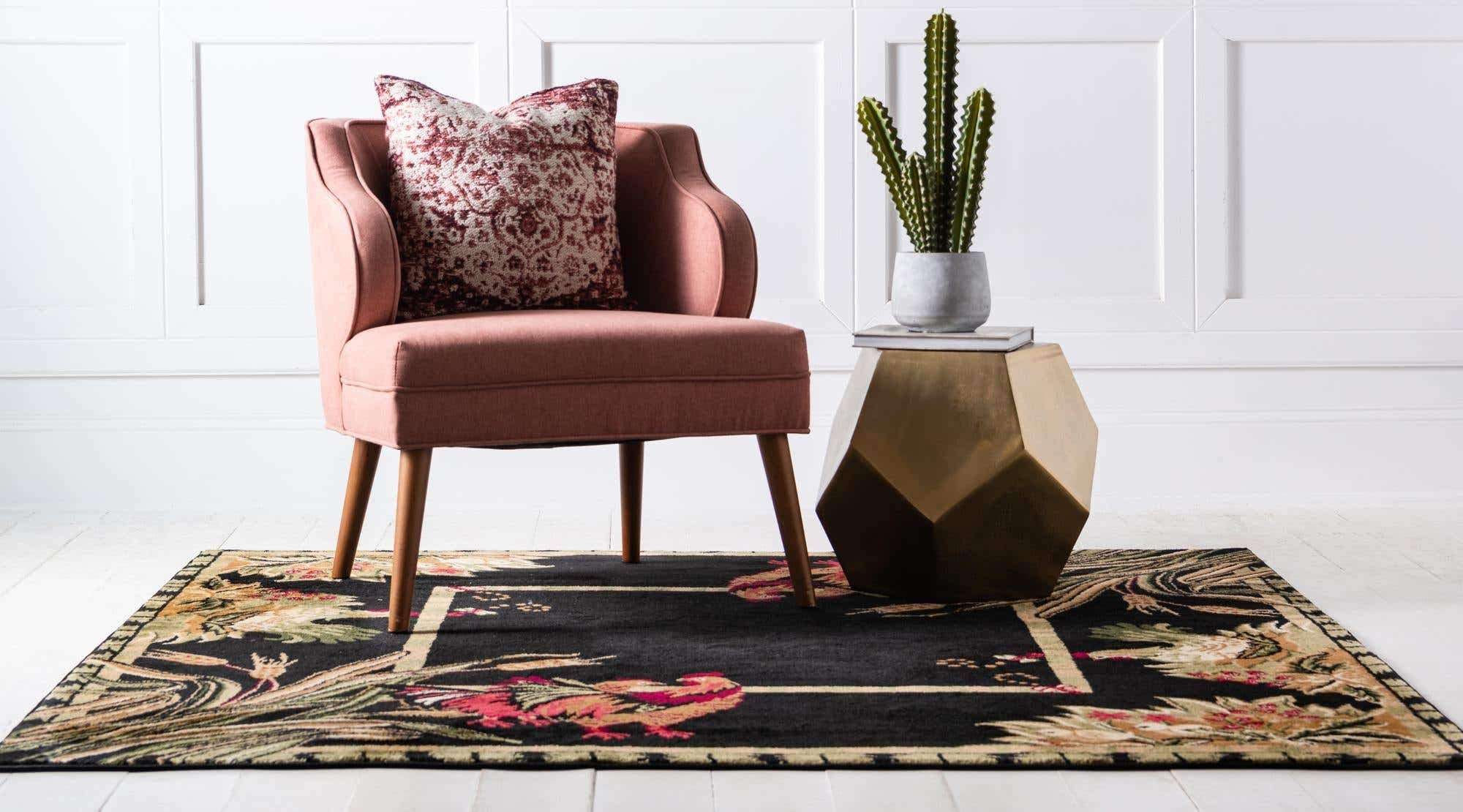 Unique Loom Barnyard Collection Area Rug - Farm (4' 1" Square, Black/ Cream) 3