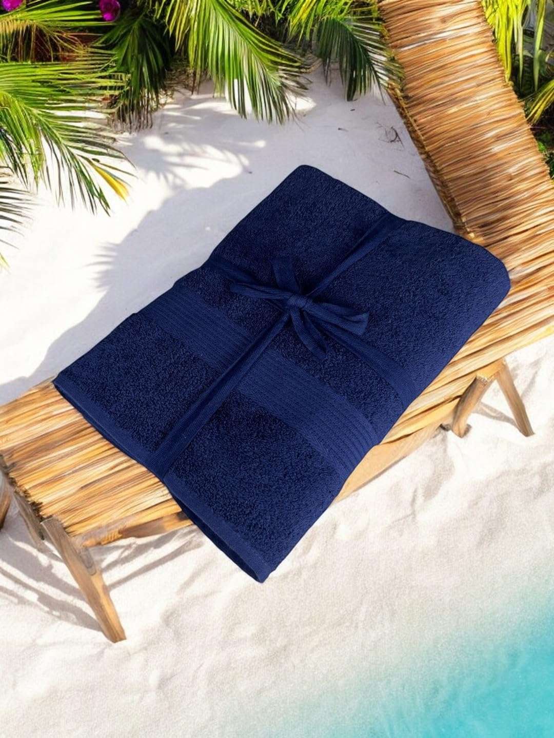 SENSES by Riba Cotton Towel Set 350 GSM - Navy Blue, 3 Pcs| 1 Bath +1 Hand + 1wash Towel Combo | Super Soft, Absorbent, Lightweight, Antimicrobial, Low Linting 1