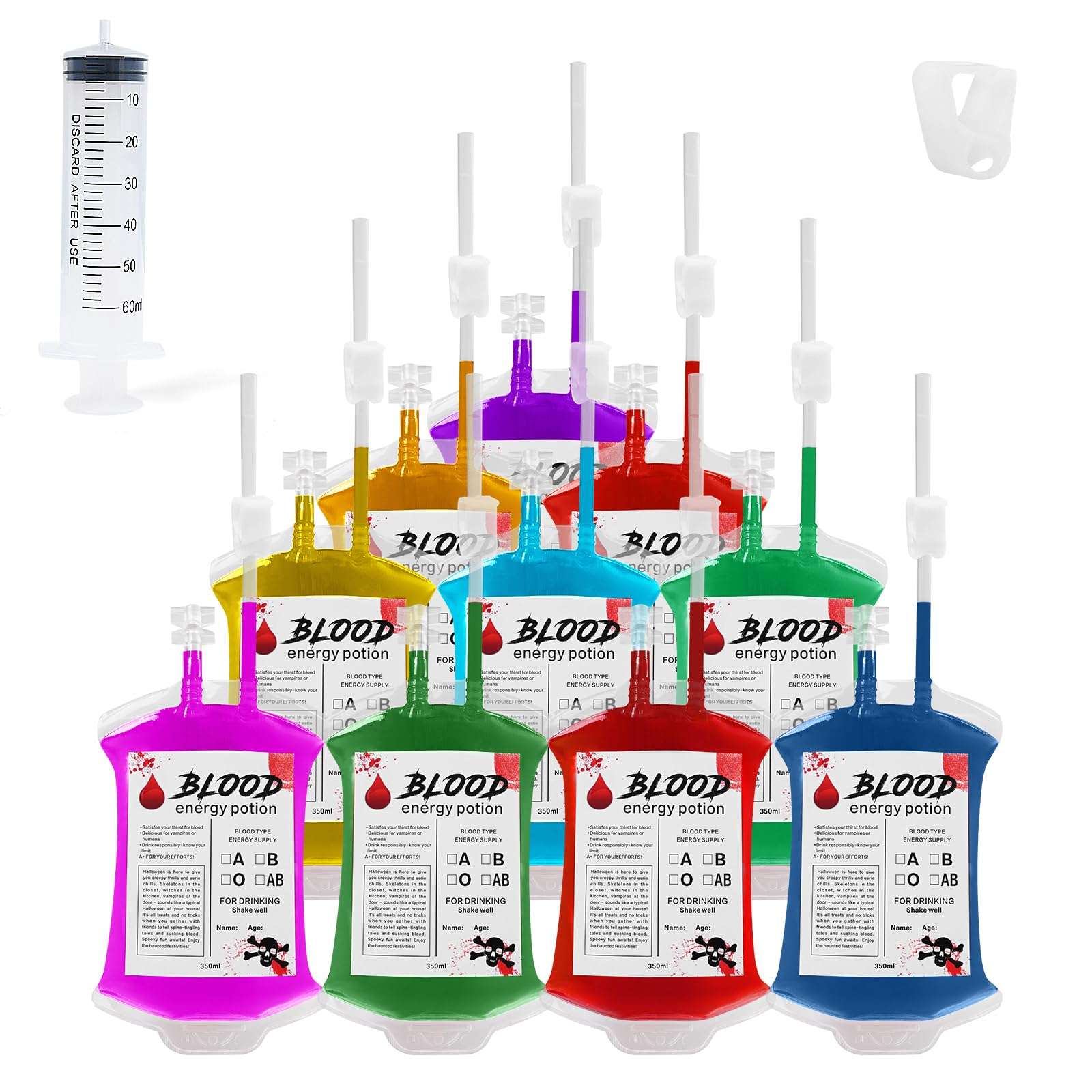 Halloween Blood Bags: 10pcs Halloween Blood Bags for Drinks, IV Bags for Halloween Party decorations, Blood Bags for Halloween, Vampire Themed Parties and Masquerade, Nurse Graduation Party Props 1