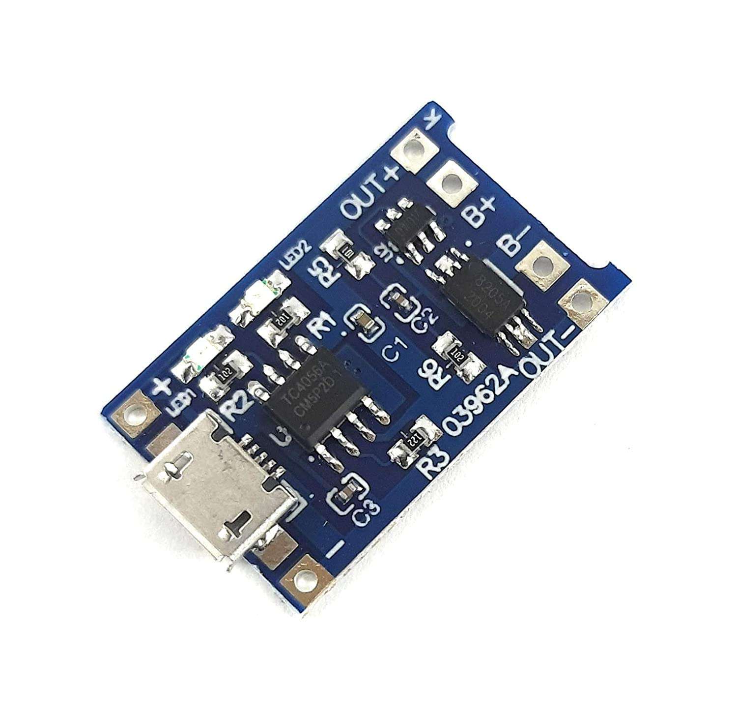 Stookin USB 5V 1A 18650 TP4056 Lithium Battery Charging Module Board with Protection ( Pack of 2 ) 4