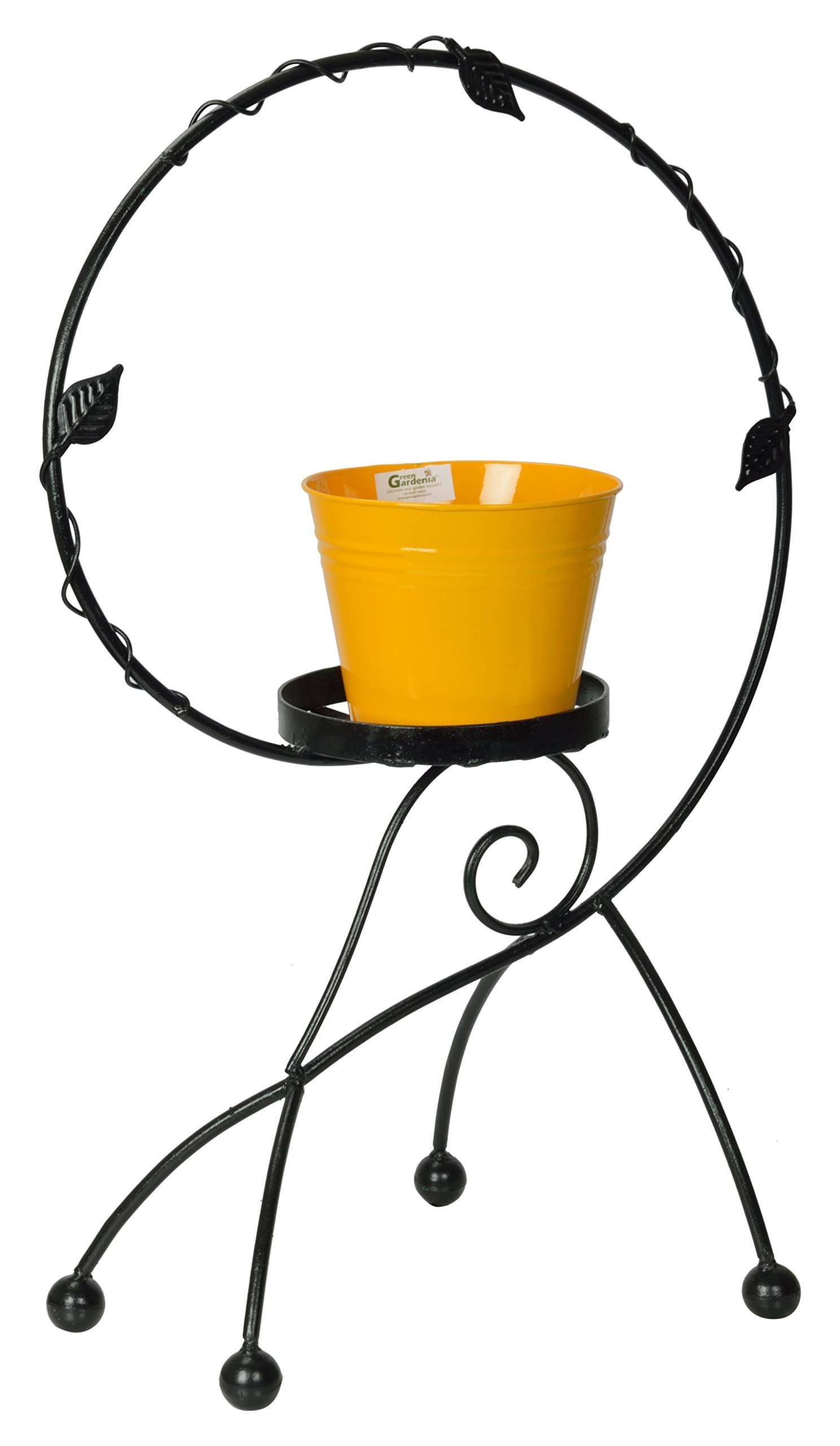 Green Gardenia Iron Snail Shape Plant Stand/Pot Stand with GI-Metal Planter -Yellow 4