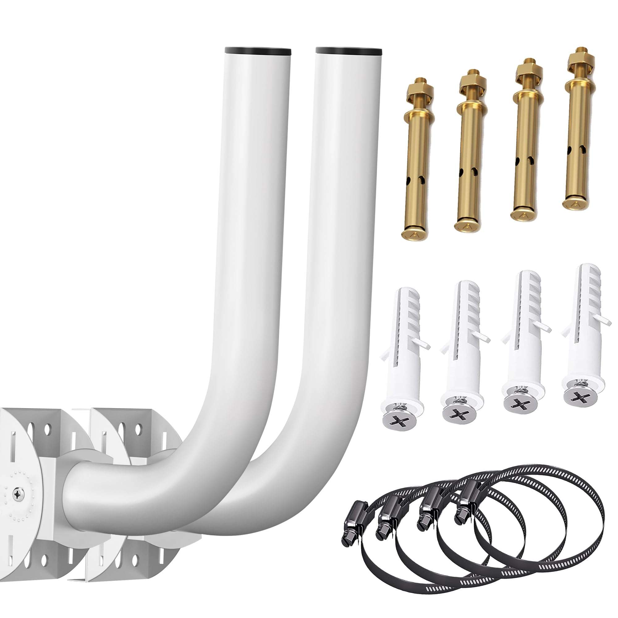 Wireless Bridge Mount Bracket - Universal Antenna Pole Mount Bracket, 11" Adjustable J Mount Mast Kit for Weather Station, TV, Yagi, Signal Booster, Outdoor WiFi Wireless Bridge, Access Point Mounting 1