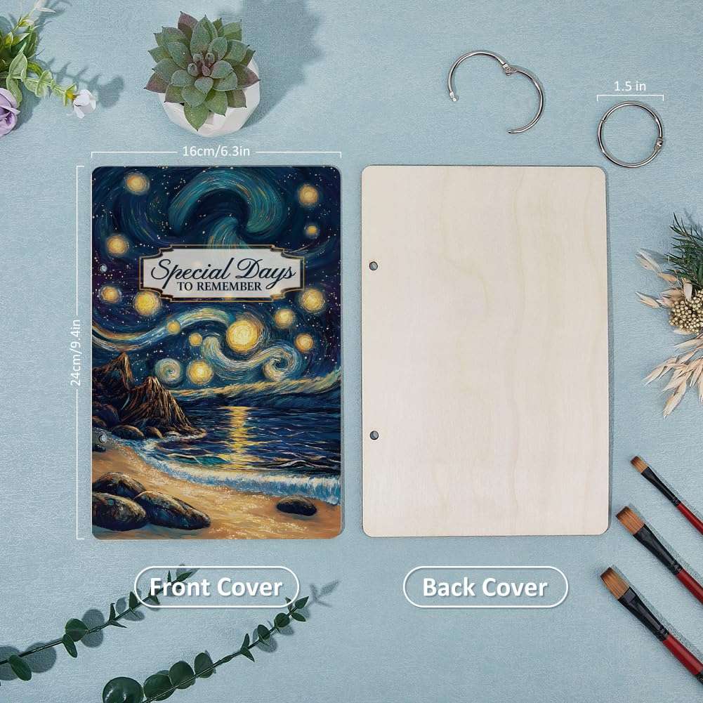 SUPERDANT Wooden Card Keeper Binder Special Days to Remember Greeting Card Organizer Postcard Photo Album 2-Rings Cover Dream Beach Birthday Cards Keeper Book Holder Organizer Wedding Keepsake Gifts 4