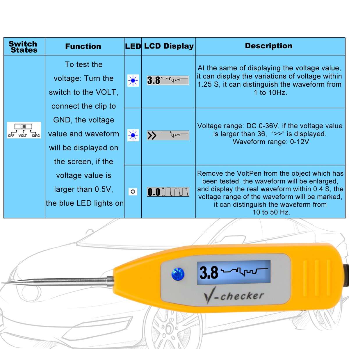 V-CHECKER T701 Automotive Multi-Meter Oscilloscope Tool Circuit Tester Pencil Muti-Function Electrical Test Pen 2