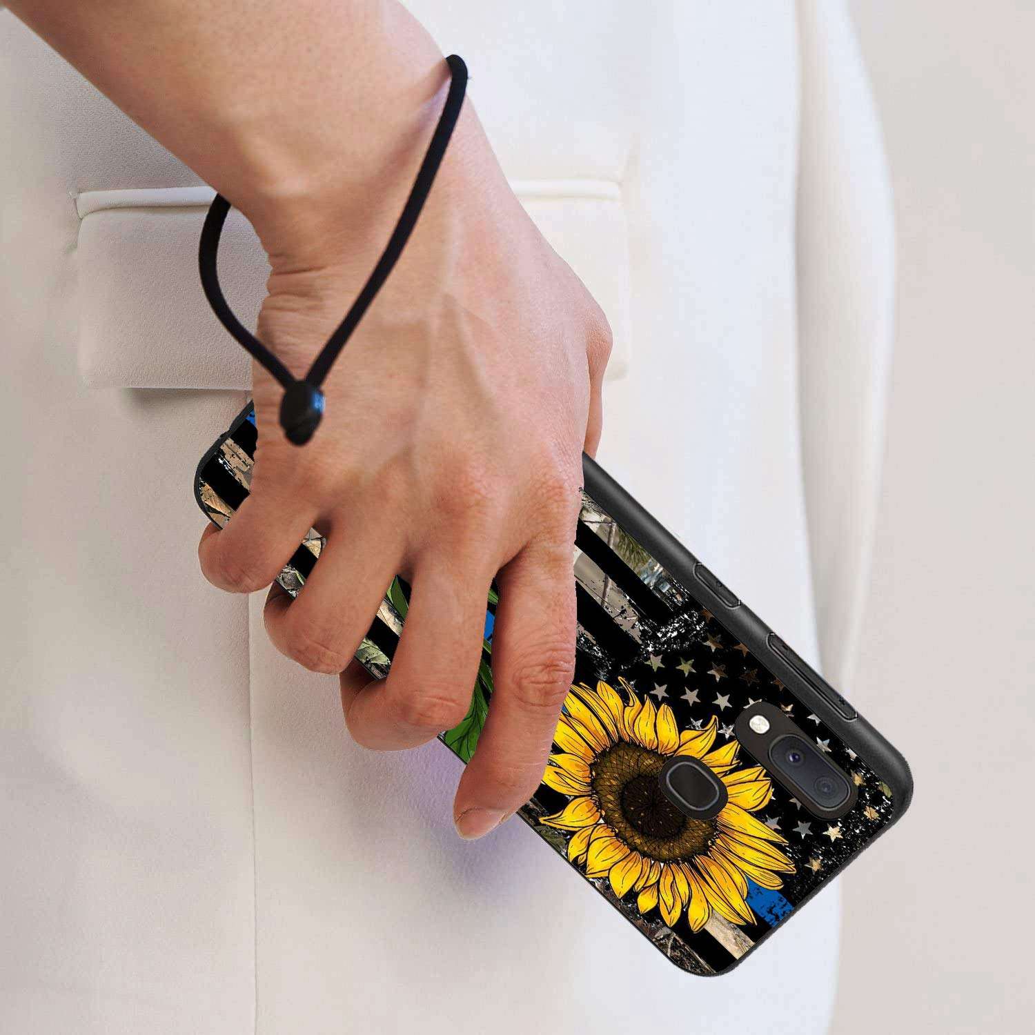 Galaxy A10E Case, Galaxy A20E Case, Bosness Premium TPU Slim Shockproof Silicone Protective Case Cover for Samsung Galaxy A10E (2019) / A20E (2019) - Sunflower Thin Blue Line American Flag 5