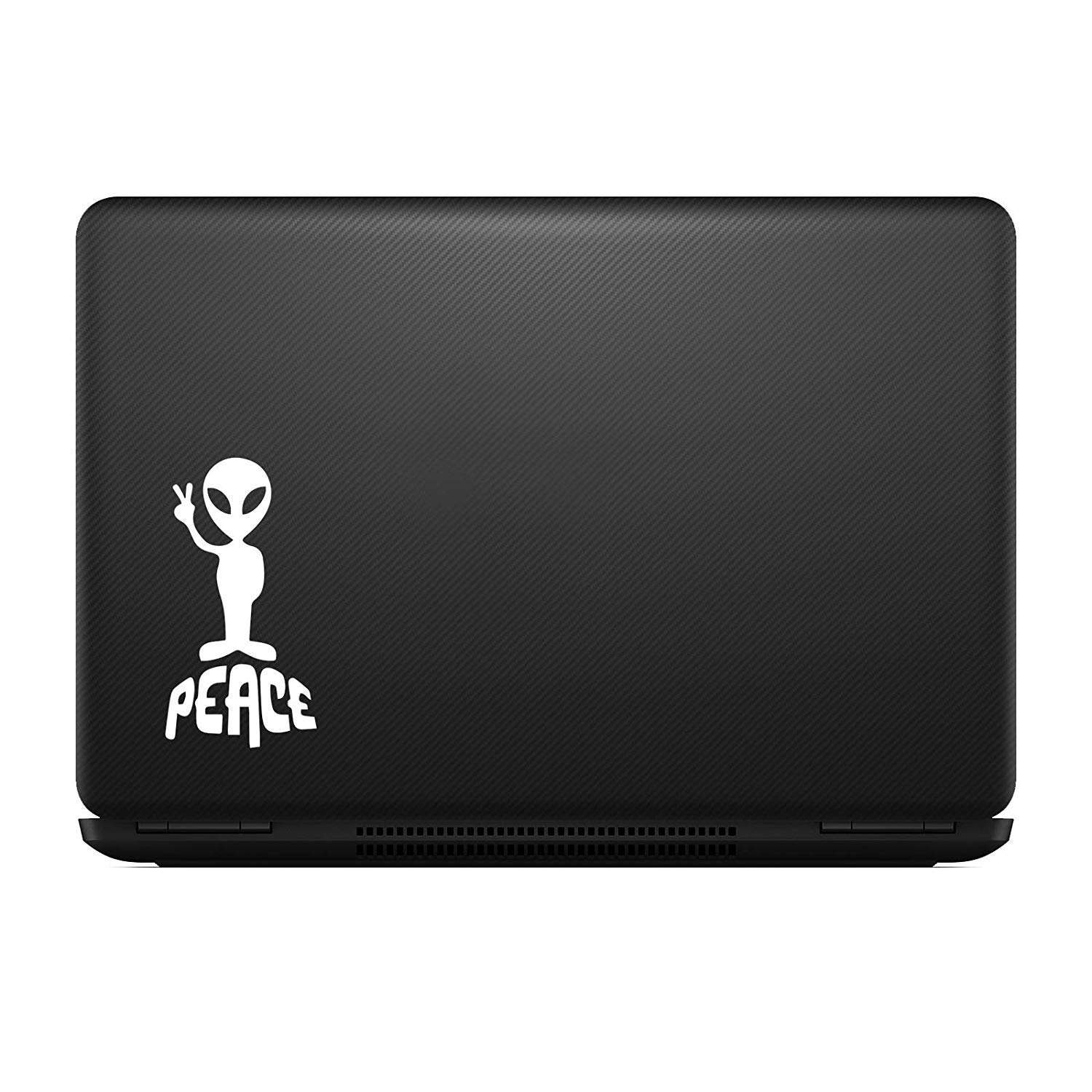 ISEE 360® Alien Peace Cartoon New Windows Vinyl Decal Die Cut Bike Car Sticker for Sides Hoods Bumper Rear (White) 4