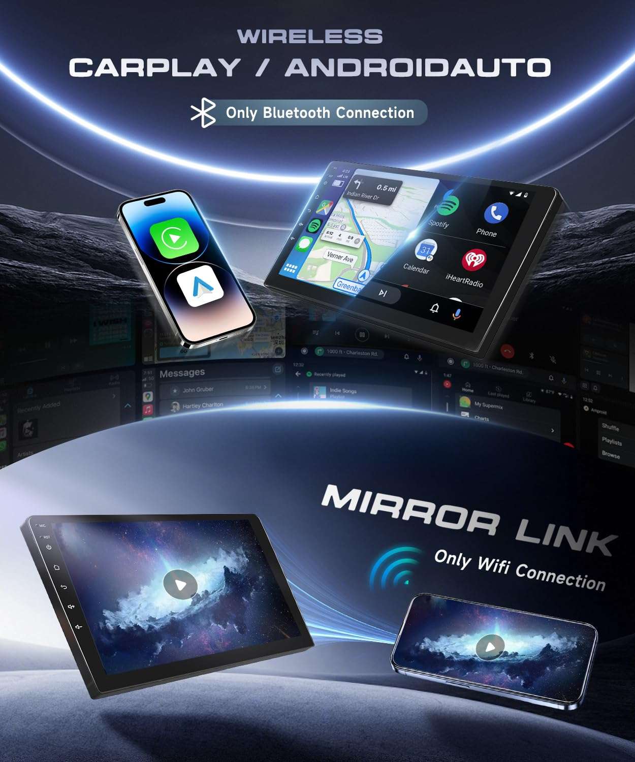 4G+64G Android 15 Car Stereo for for Ford Ranger F250 2012-2015 with Wireless Carplay Android Auto, 9 Inch 1280 * 720 Touch Screen GPS/WiFi/Bluetooth 5.0/ FM/32EQ/ SWC/Backup Camera 4