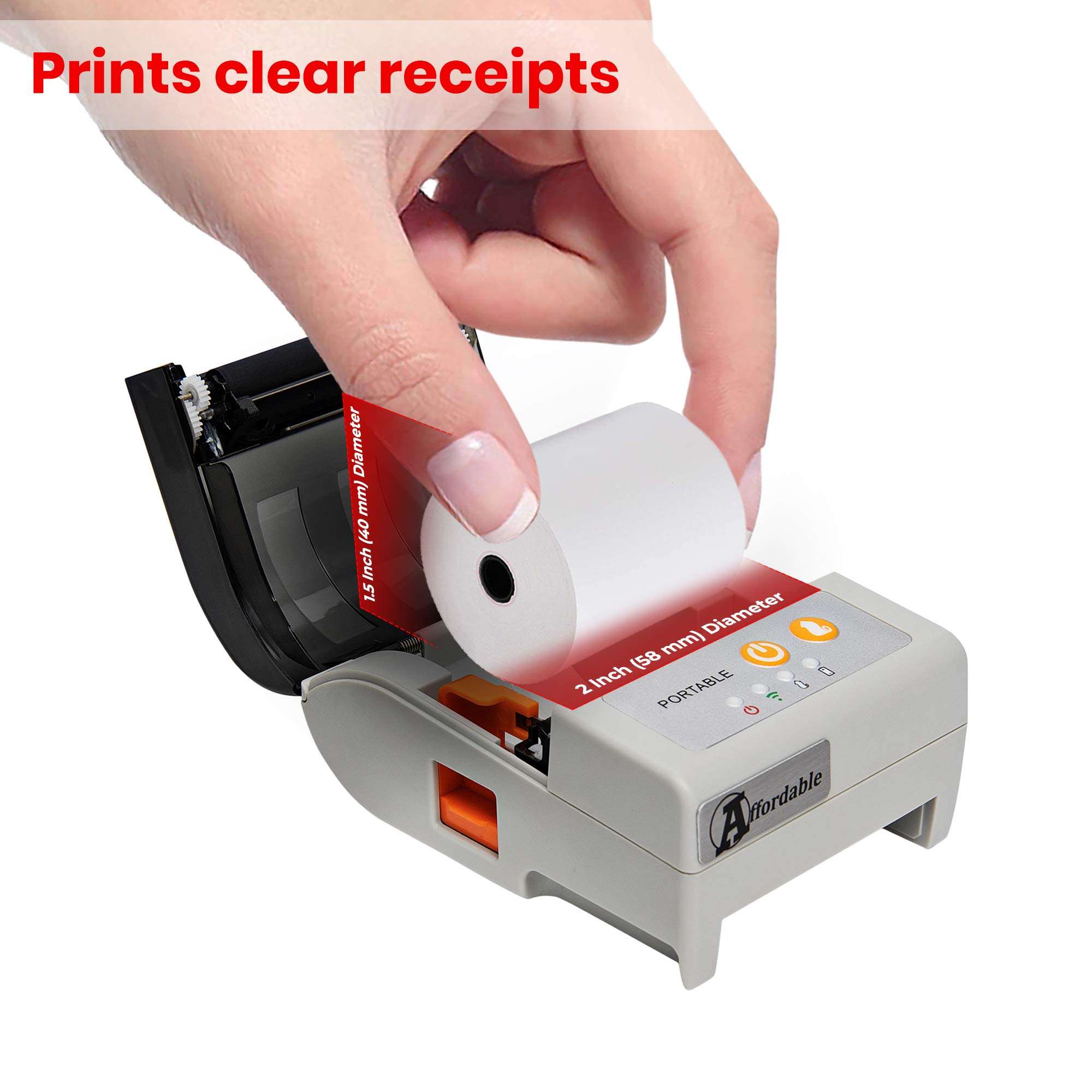 Affordable Thermal Receipt Printer, Android Bluetooth Mobile Printer with Auto Cutter, 2 Inches 58MM Printer with Belt Pouch for Business ESC/POS, Does Not Support iOS Devices Square 5