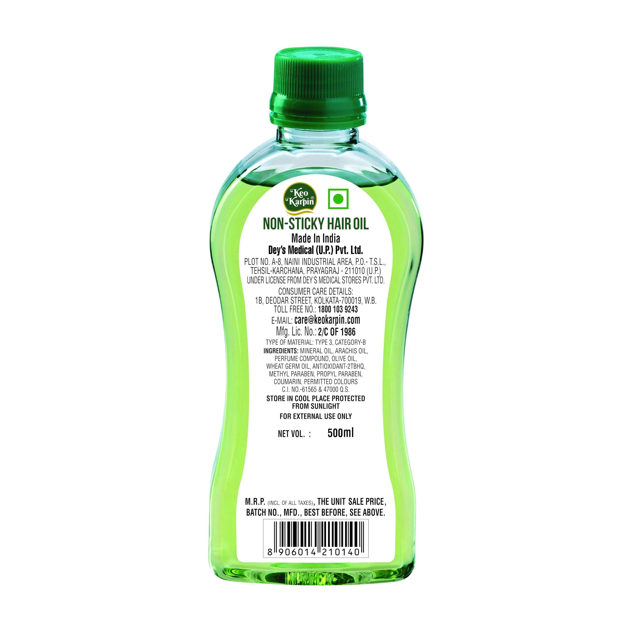 Keo Karpin Hair Oil |Non-Sticky Hair Oil, Enriched With Natural Vitamin E And Olive Oil | 500ml | 3