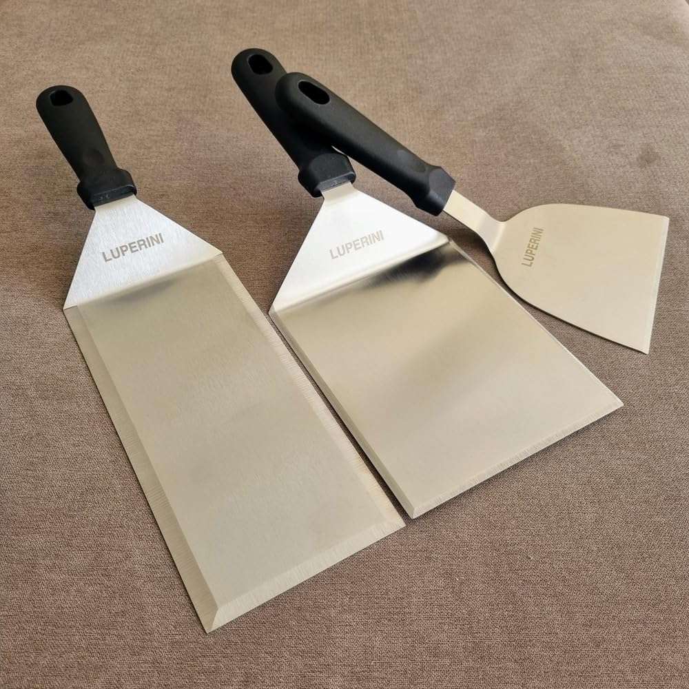 LUPERINI. Stainless Steel Spatula Set. Barbecue Turner. Grill Spatula for Meat, Fish, Egg, Pancake, Burger and Vegetable. Spatula for Restaurant, Bar, Hotel, Kitchen, Gift. Grilling Accessories. 3