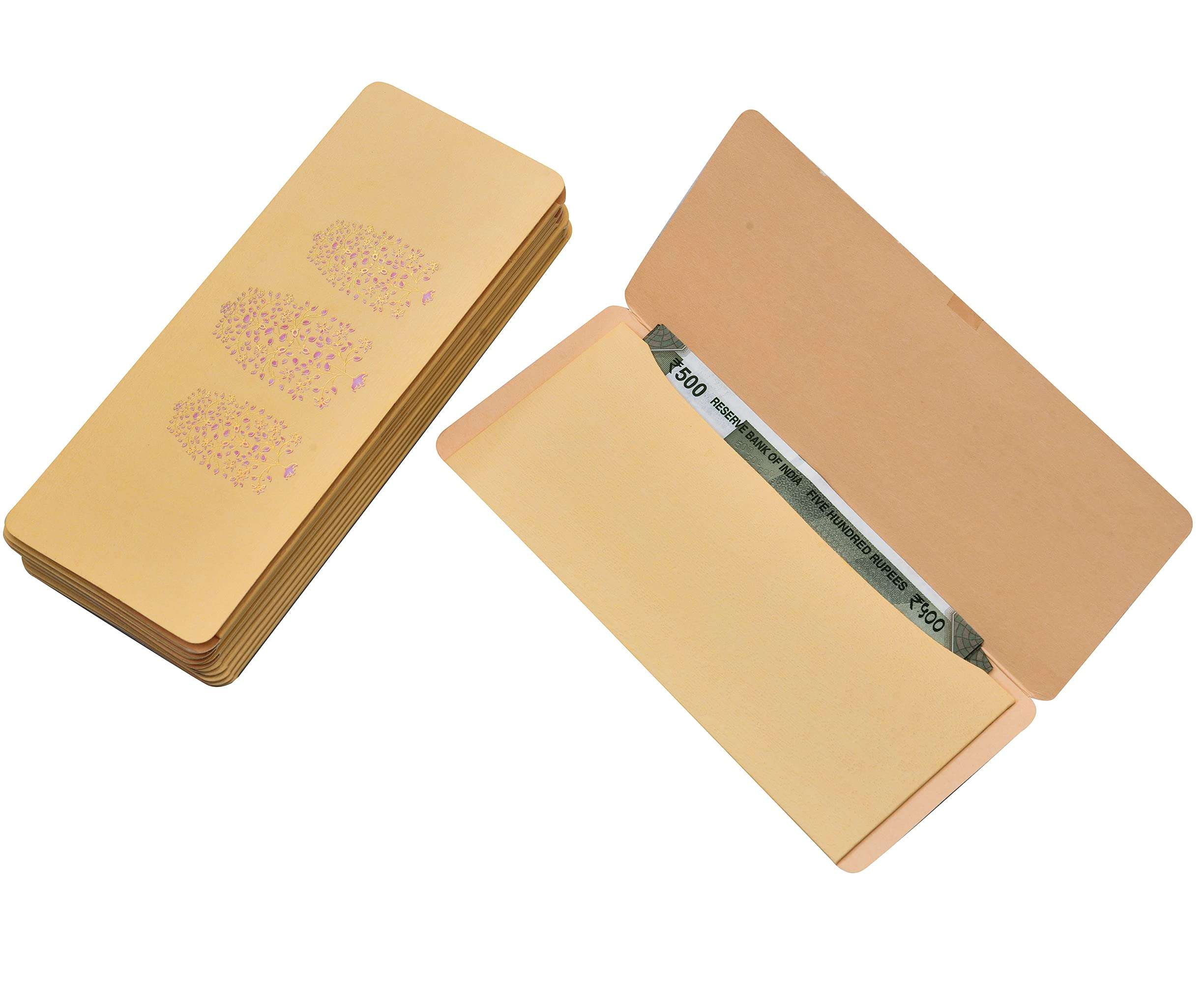 Anand Cards Shagun Money Envelope Premium Golden Color 3 fold Wedding envelope, Engagement envelope, Any Occasion Cash Gift Money CoverGifting Envelope, Made with Card Paper Sheet 4