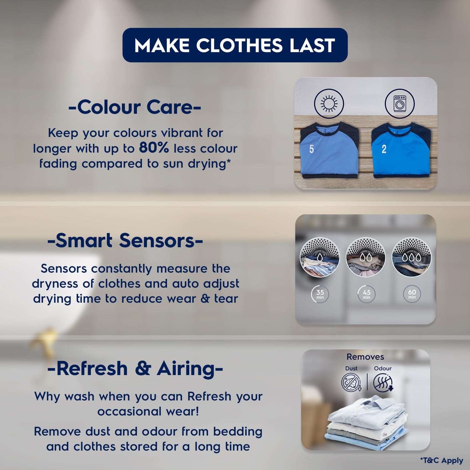 Electrolux 7.5Kg Fully Automatic Front Load Venting Dryer, Scandinavian Design with Reverse Tumbling, Smart Sensors, Colour Care Function, White, UltimateCare 300, EDV754H3WB 3