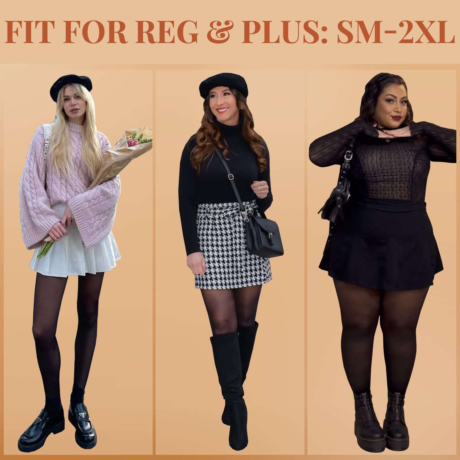 NexiEpoch 2 Pairs Fleece Lined Tights Women - Pantyhose Sheer Black Thick Dress Thermal Warm Fake Leggings for Winter 5