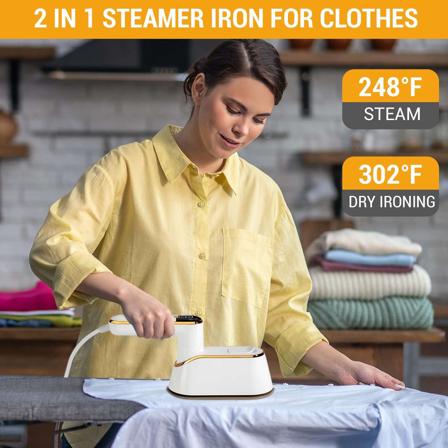 Mr Wrinkle Portable Mini Travel Steamer with LCD Screen Display - 1200W Powerful Handheld Clothing Iron for Travel, Home, Dorm 5