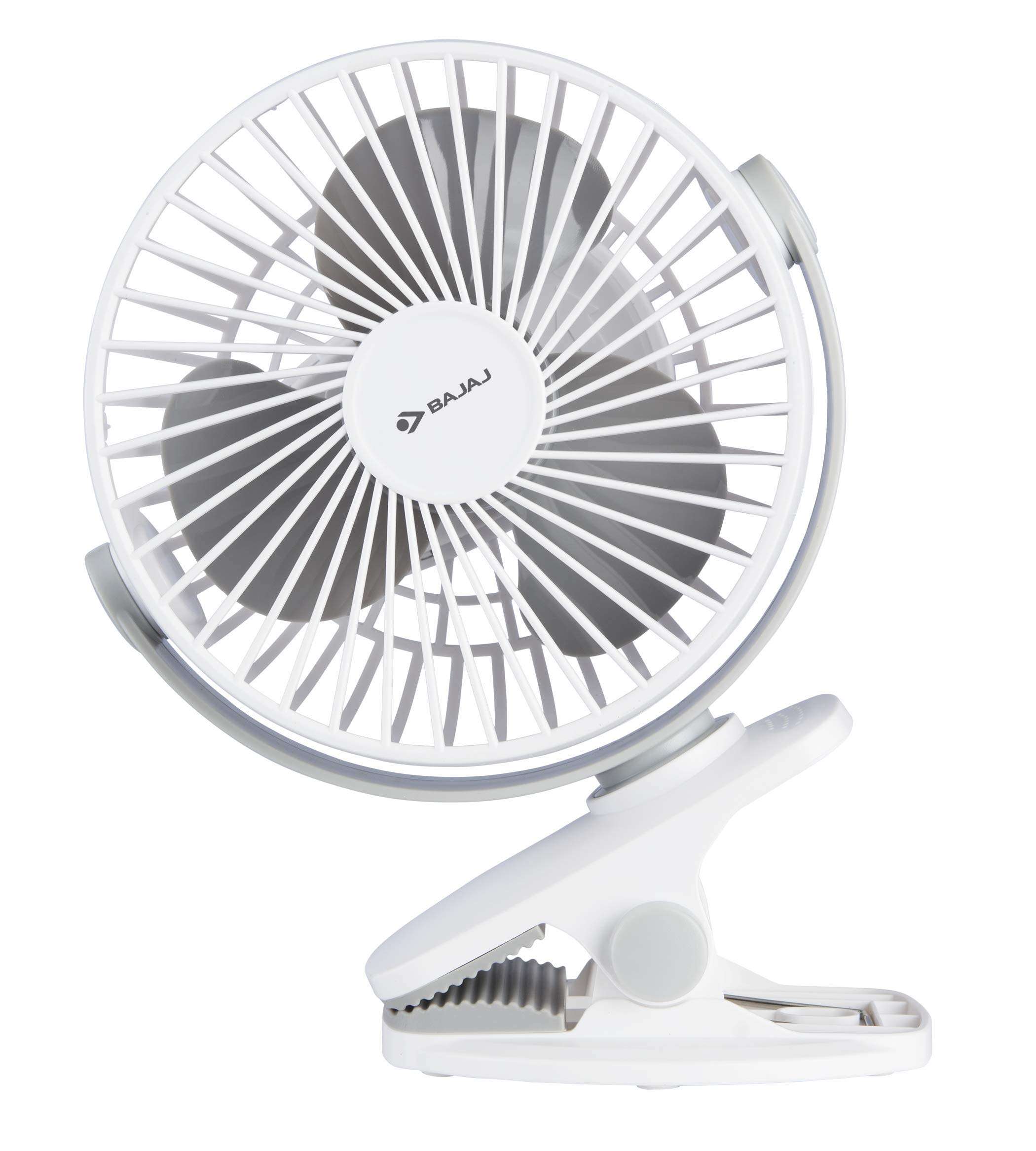 Bajaj Pygmy Mini Fan 110mm | USB Charging Fan | Multi-Clip Function| Rechargeable Fan| Battery Fan| 4-Hr Back-up| Silent Operation| Longer Battery Life| Energy Efficient| Portable Fan| White Table Fan