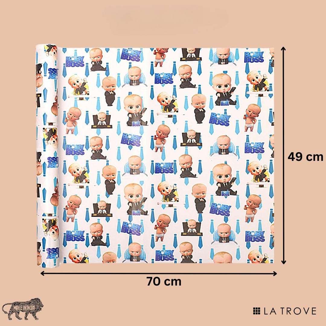 Naayva Boss Baby Theme Gift Wrapping Paper Sheets for Birthday & Kids Party Gifts | Cute Decorative Gift Wrap | Pack of 15 4