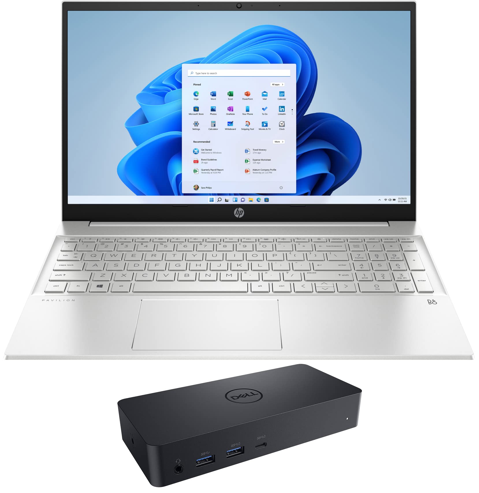 HP Pavilion 15-eh Home & Business Laptop (AMD Ryzen 7 5825U 8-Core, 32GB RAM, 2TB PCIe SSD, AMD Radeon, 15.6" 60Hz Full HD (1920x1080), WiFi, Bluetooth, Backlit KB, Win 11 Pro) with D6000 Dock
