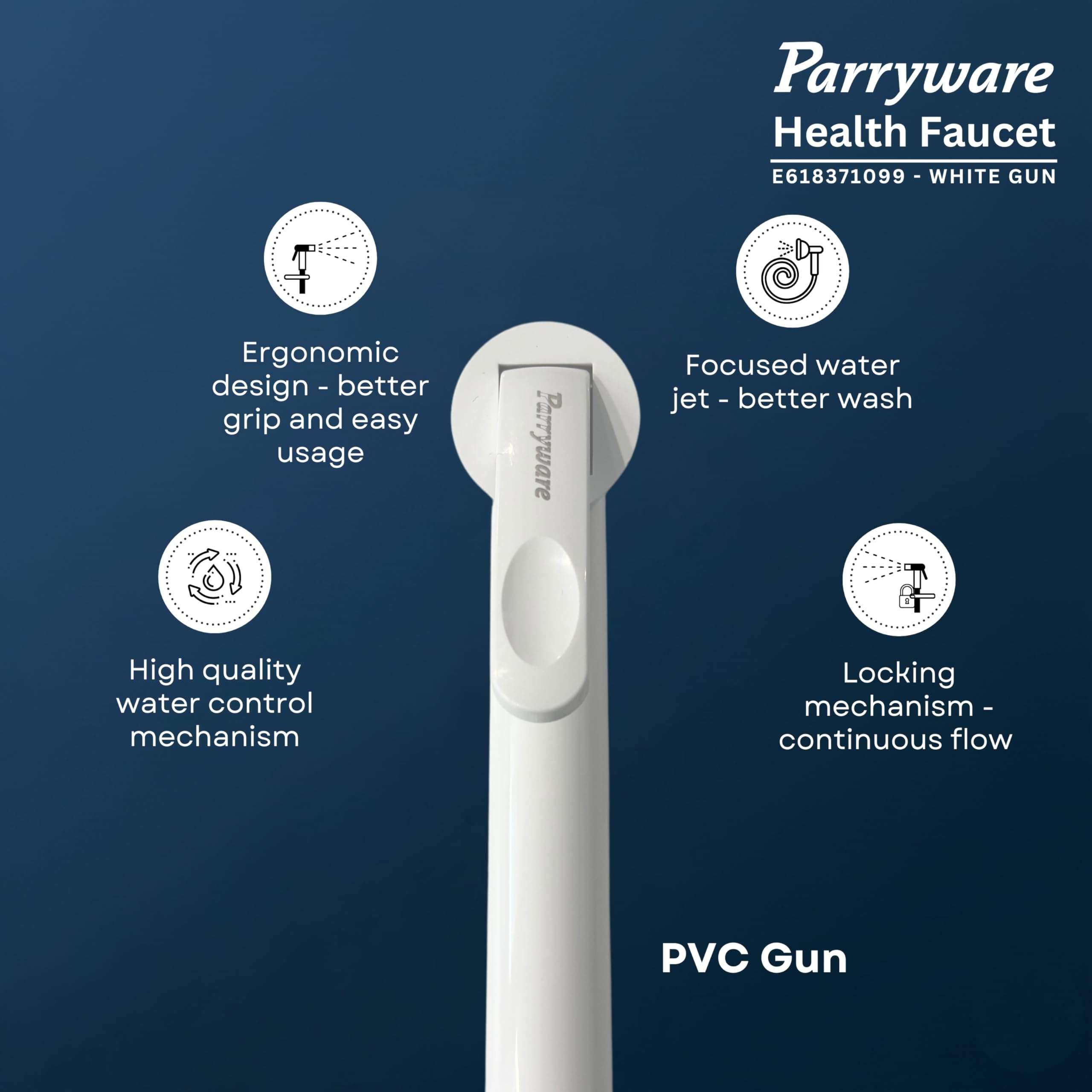Parryware Health Faucet PVC Gun Without Hose and Hook | Economical Toilet Spray Gun/Bidet Spray Gun for Bathroom (E618371099) 5