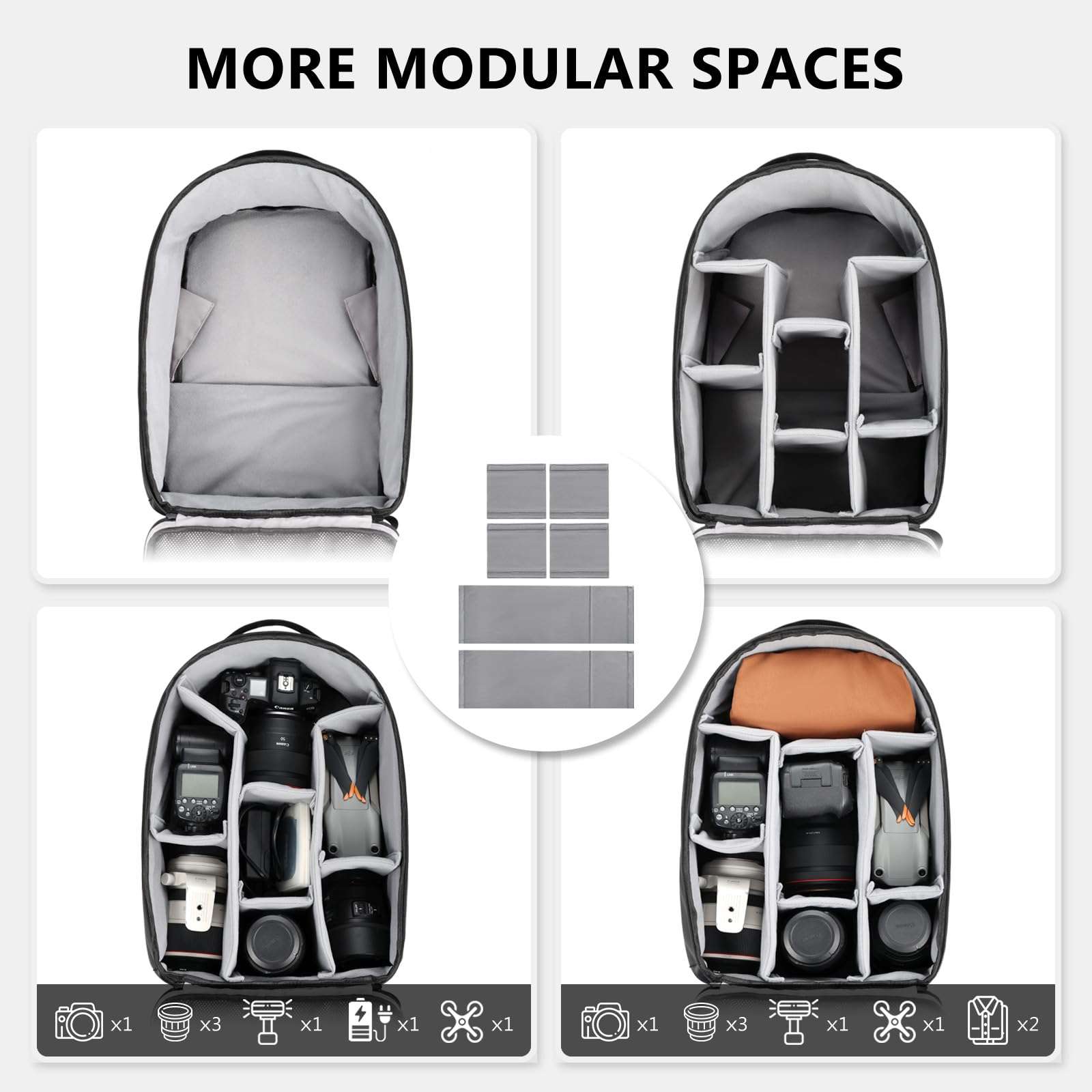 TAAOKA Camera Backpack, DSLR/SLR/Mirrorless Camera Bag for Photographer, Waterproof Camera bag with Tripod Holder & 16in Laptop Compartment Compatible with Canon/Nikon/Sony, Black 4