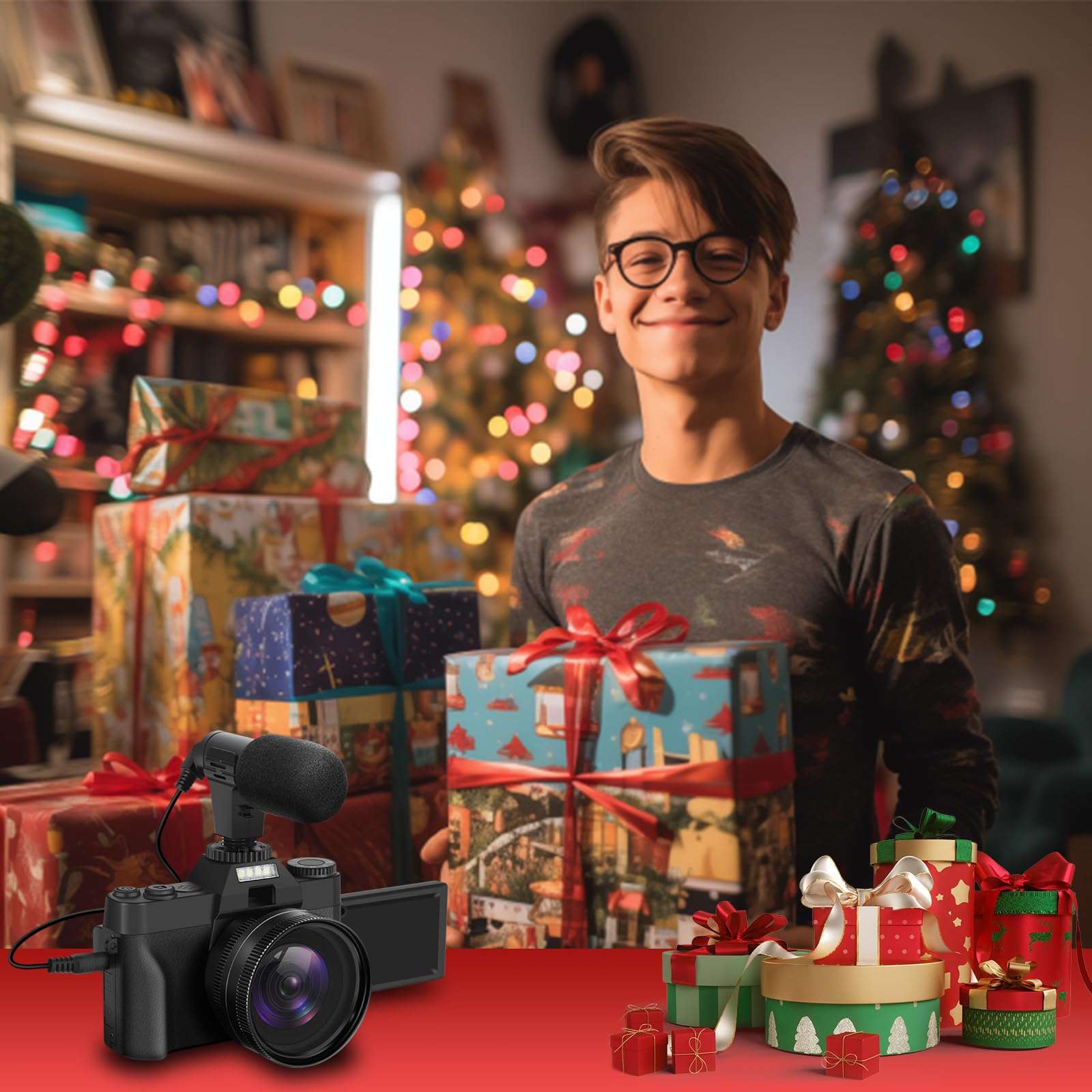 Mo Digital Cameras for Photography, 48MP&4K Vlogging Camera for YouTube, Video Camera with Wide-Angle & Macro Lenses, 16X Digital Zoom, Flip Screen, External Microphone, 32GB TF Card(Black) 4