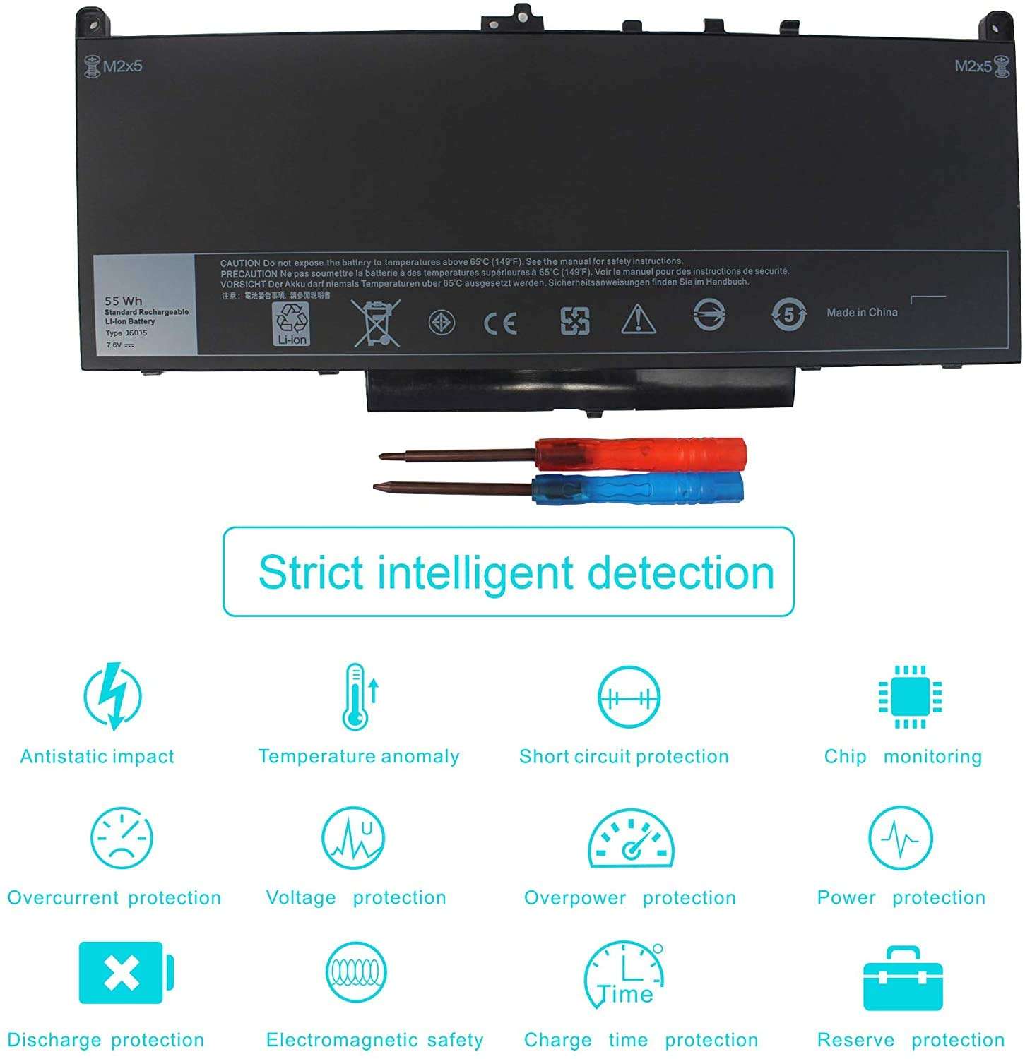 AN·GWEL J60J5 Laptop Battery Compatible with Dell Latitude E7270 E7470 Laptop R1V85 451-BBSX 451-BBSY 451-BBSU MC34Y 242WD 0MC34Y PDNM2 Series [7.6V 55WH] 5
