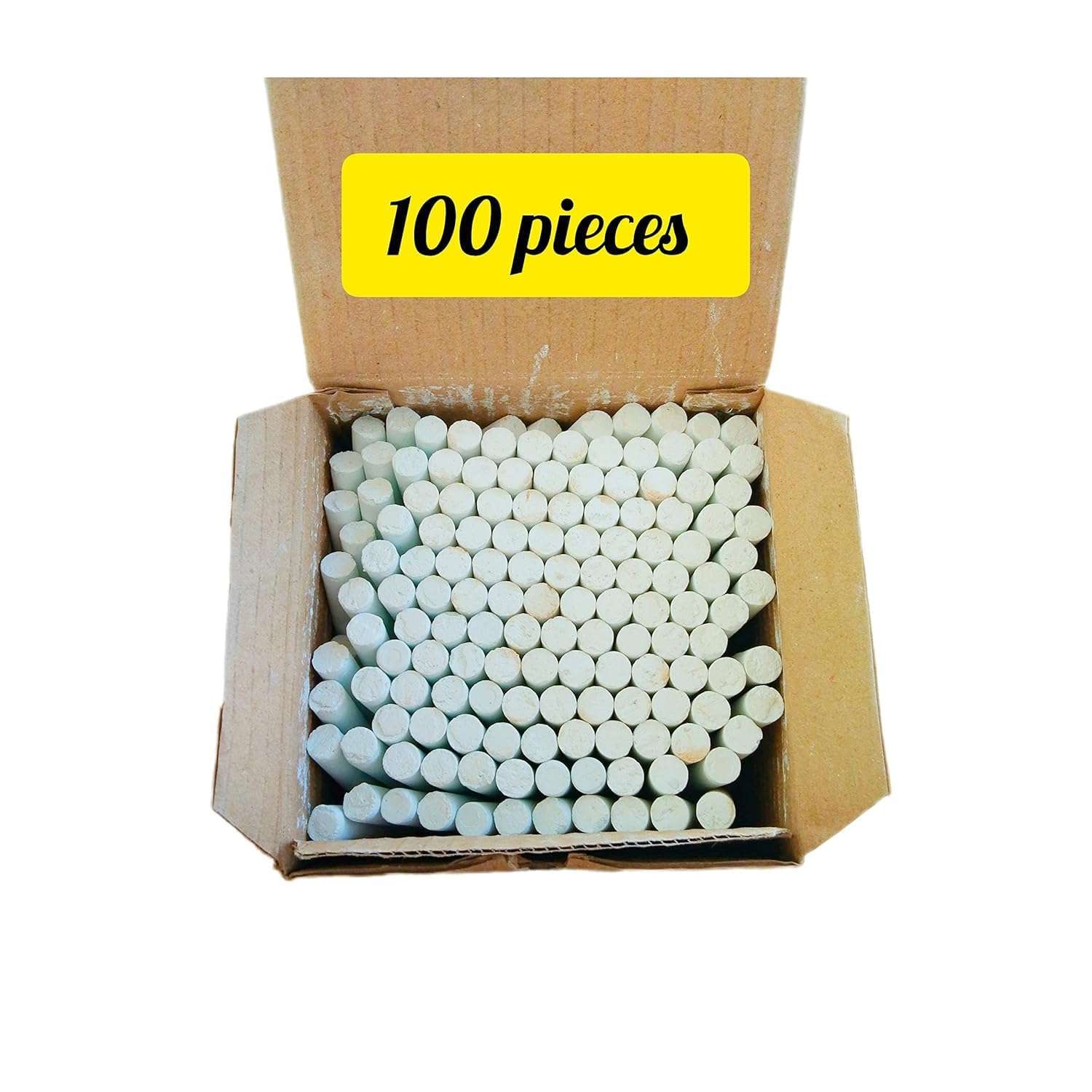 Kesora Dust Free Chalk Pieces Box, Blackboards, Greenboards and Cement Floors (White, Pack of 100) 1