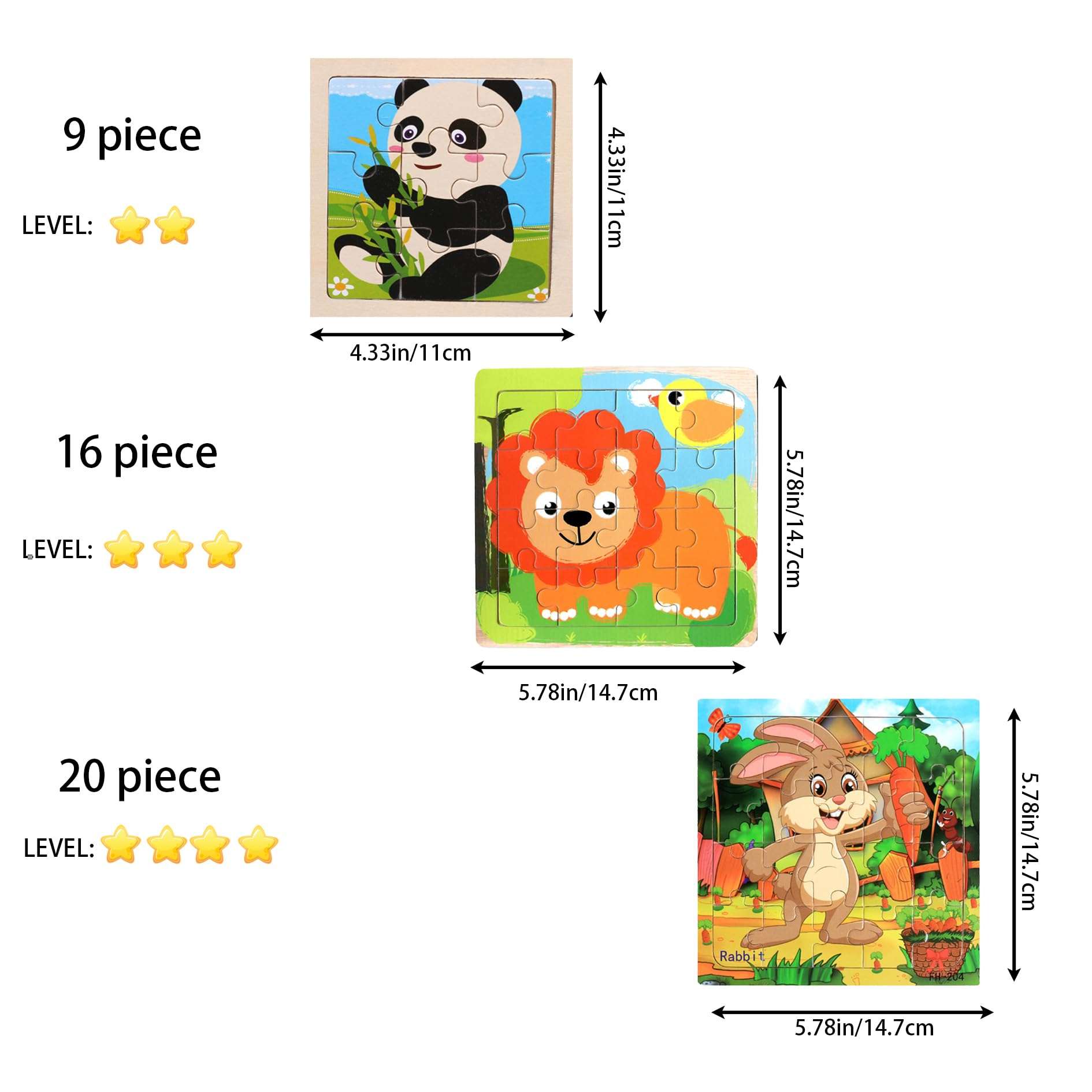 MAISHEKE Wooden Puzzles for Kids Ages 4-8, 9 Packs Total 135 Pcs Animal Theme Jigsaw Puzzles, Preschool Educational Toys Gifts with Self-Sealing Bag for Storage 4