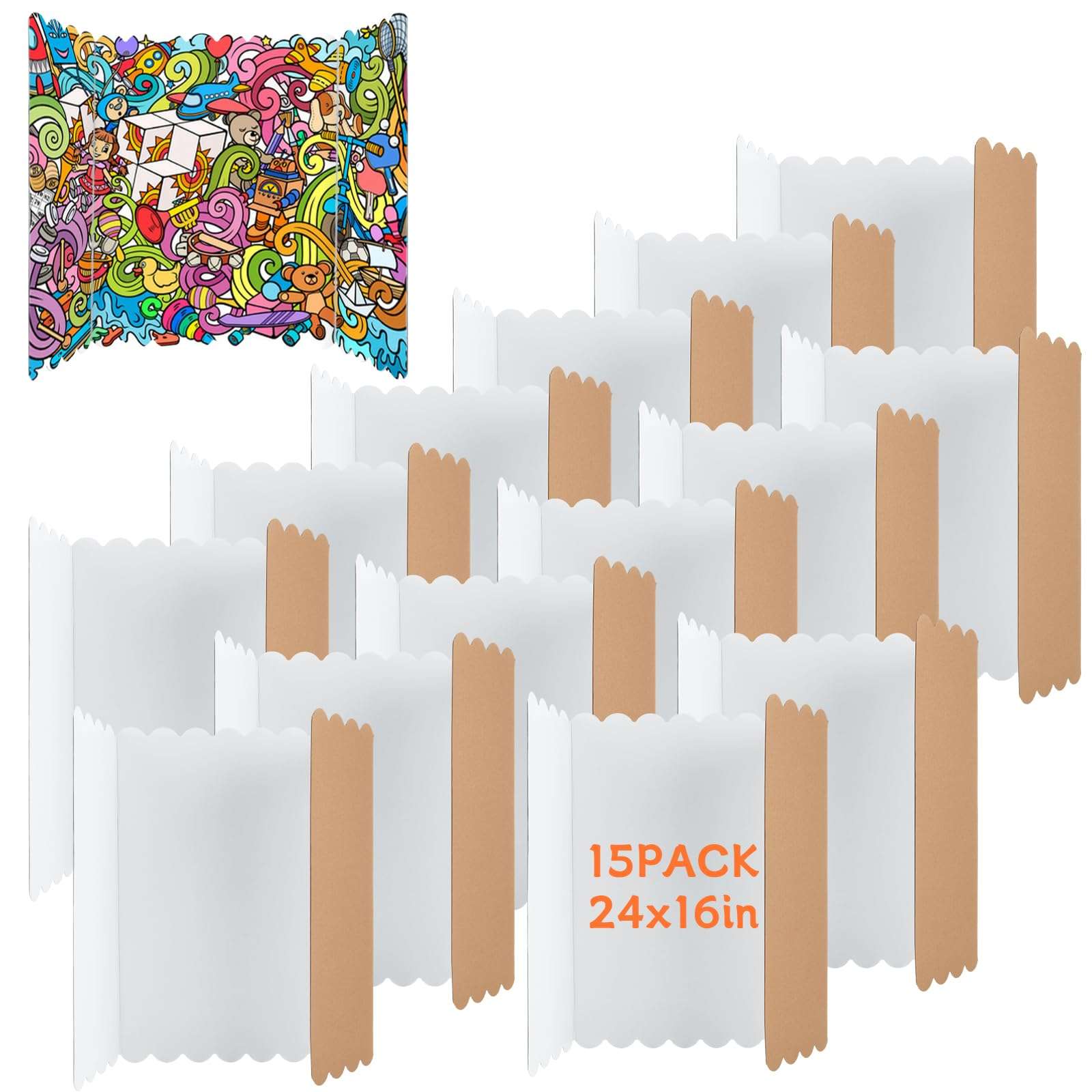 15 PCS Trifold Poster Board - 16" x 24" Small Tri Fold Display Board Hard & Thick White Presentation Cardboard for Science Fair, School Projects, Business Supply