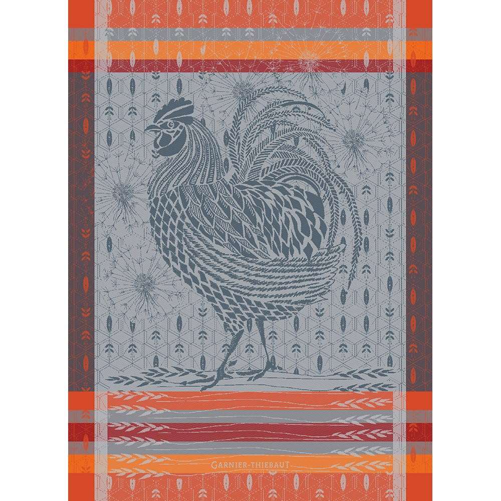 Garnier Thiebaut Coq Design Orange Kitchen Towel, 22" x 30" 1