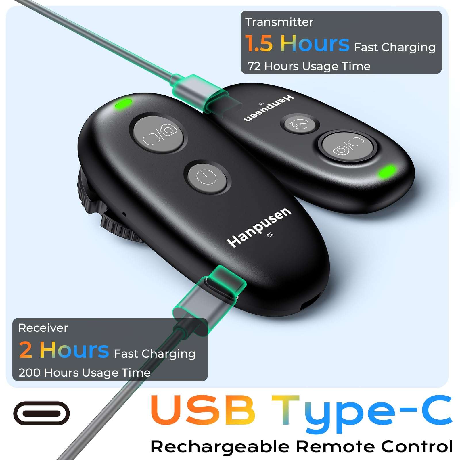 Rechargeable Wireless Camera Remote Control for Canon Rebel T7, R6 Mark II, T6, T5, 850D, R5, R6, R7, R10, R50 V, R100, R3, R5 C, R8, R5 Mark II, R1,1DX Mark III, Upgrade Hanpusen Shutter Release 4