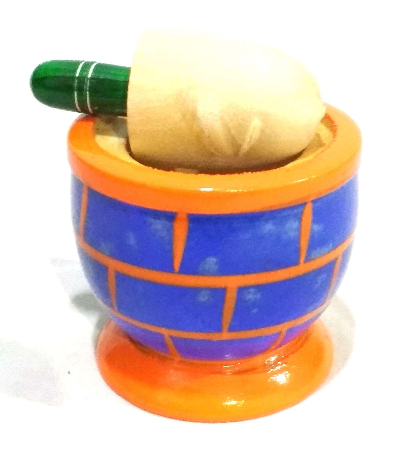 Crafts India Handcrafted channapatna Wooden Dolls/Toys -Grinding Stone Show Piece - 6 cms 4