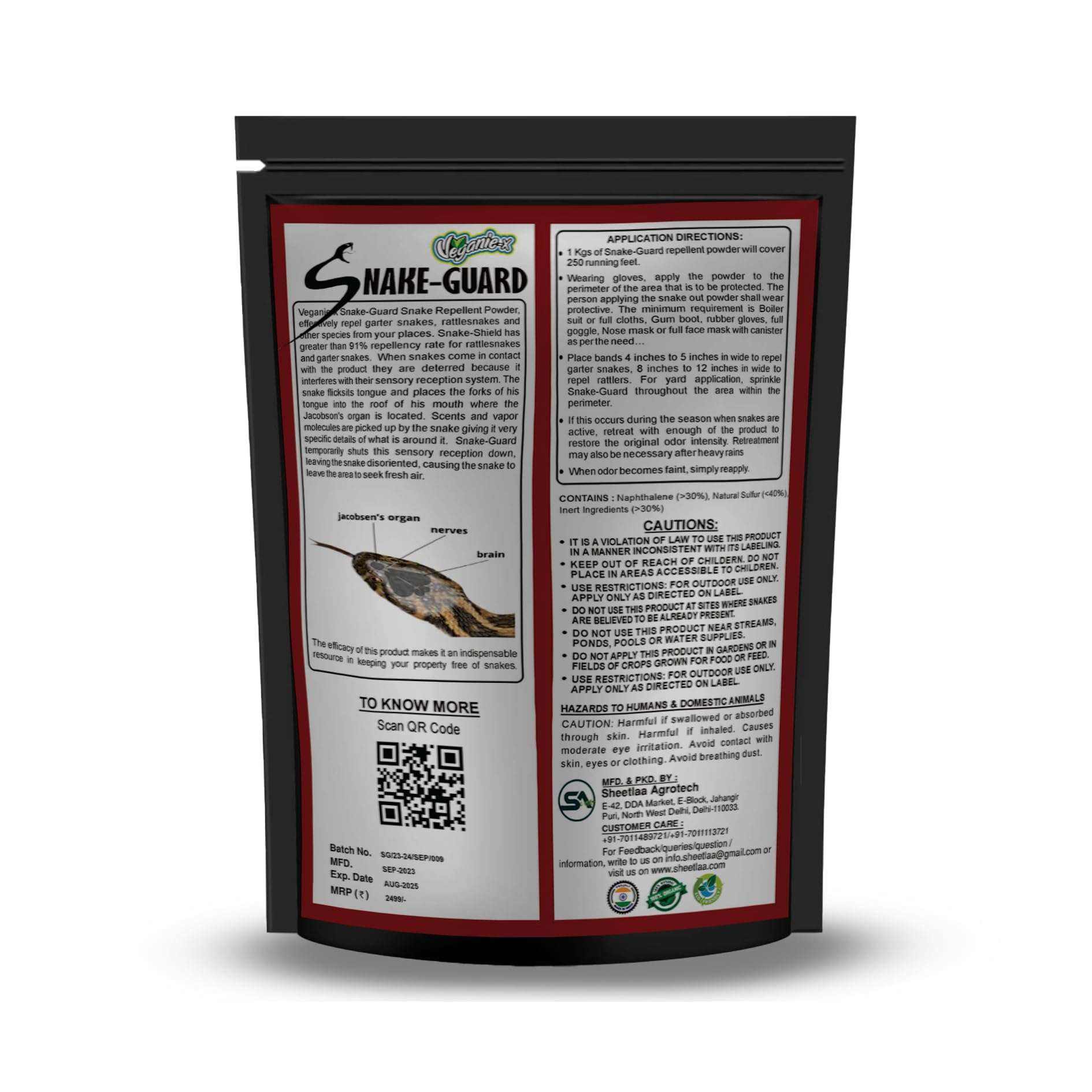 Veganie-X Snake Guard Snake Repellent Powder | Non-Toxic Safe Eco-Friendly Long-Lasting Protection | Snake Repellent for Outdoors Home-5 Kg, Pack of 5 3